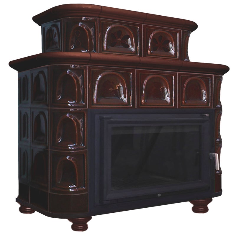 Piec kominkowy kaflowy Salzbourgia brąz 13 kW Marmi-Decor