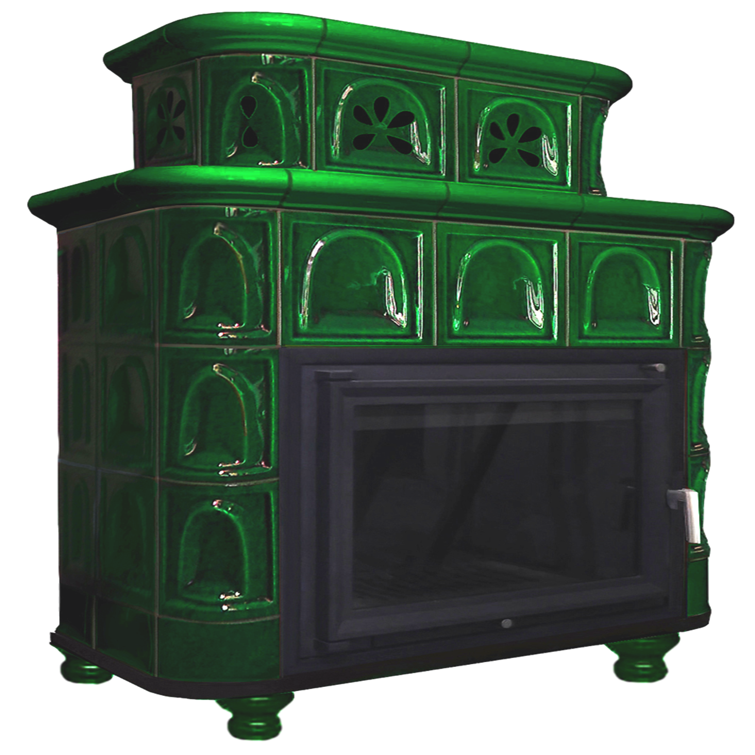 Piec kominkowy kaflowy Salzbourgia zieleń 13 kW Marmi-Decor