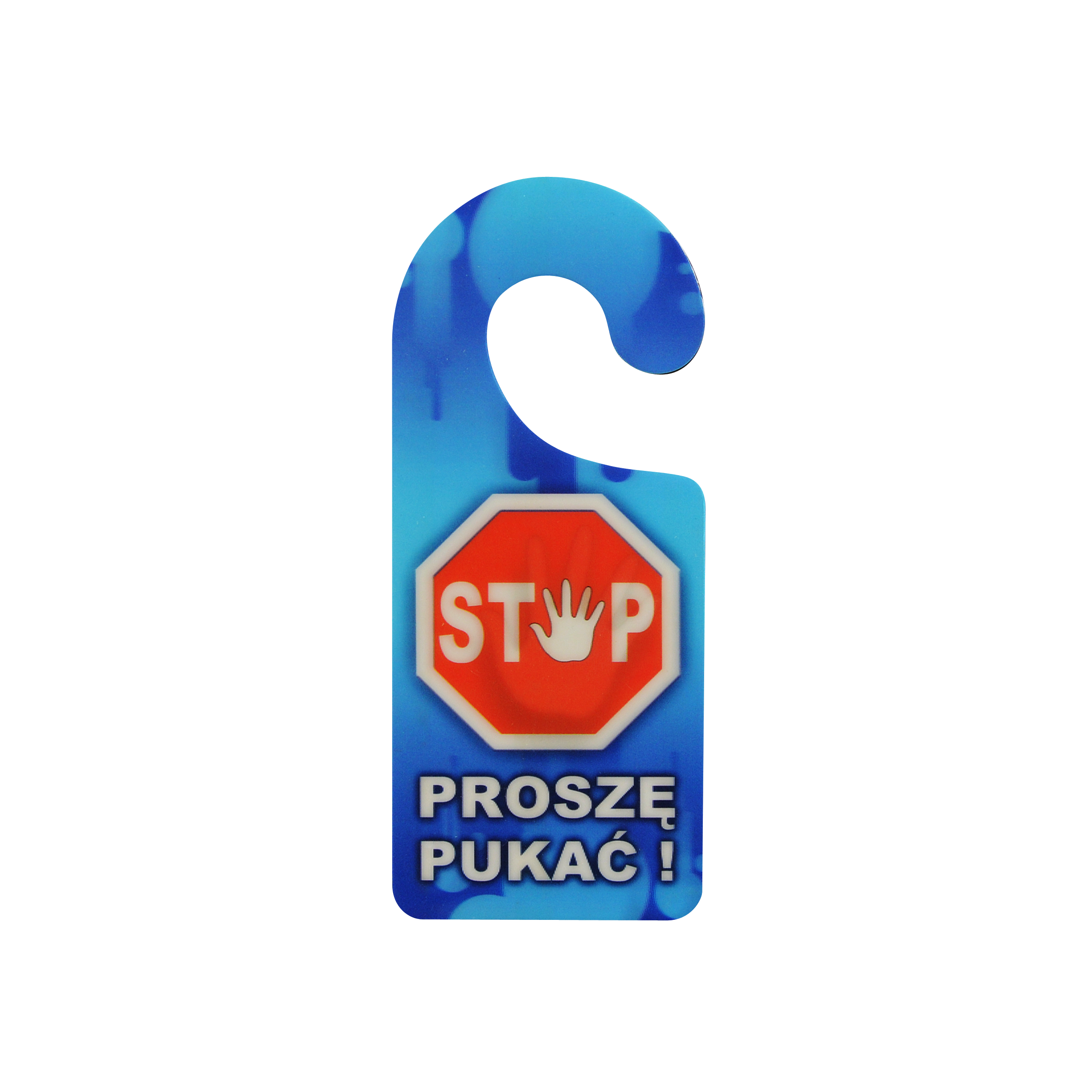 Zawieszka na klamkę 'Stop! Proszę pukać' 8x19 cm