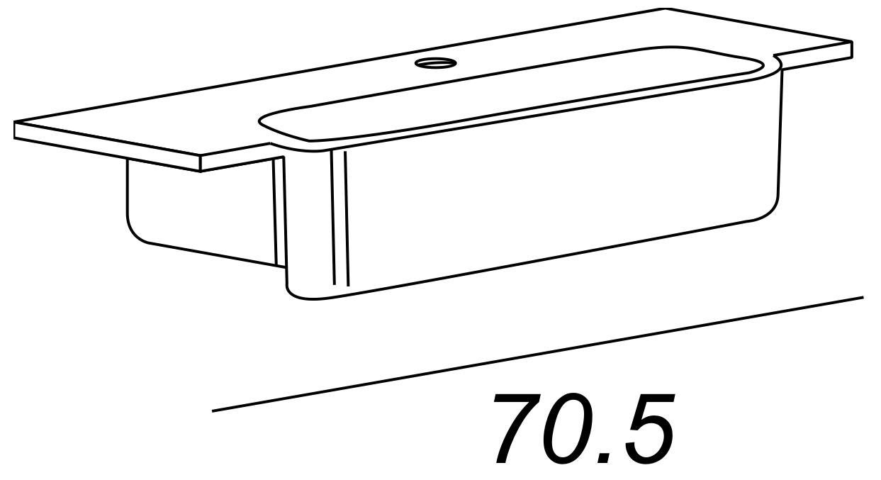 Lavabo d'appoggio rettangolare Florida L 70.5 x H 1.8 x P 42 cm in resina bianco - 3