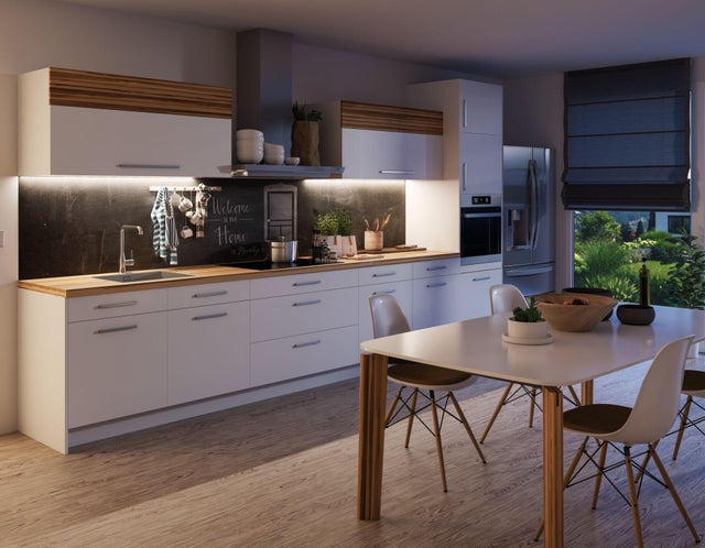 photo d'une cuisine avec des leds