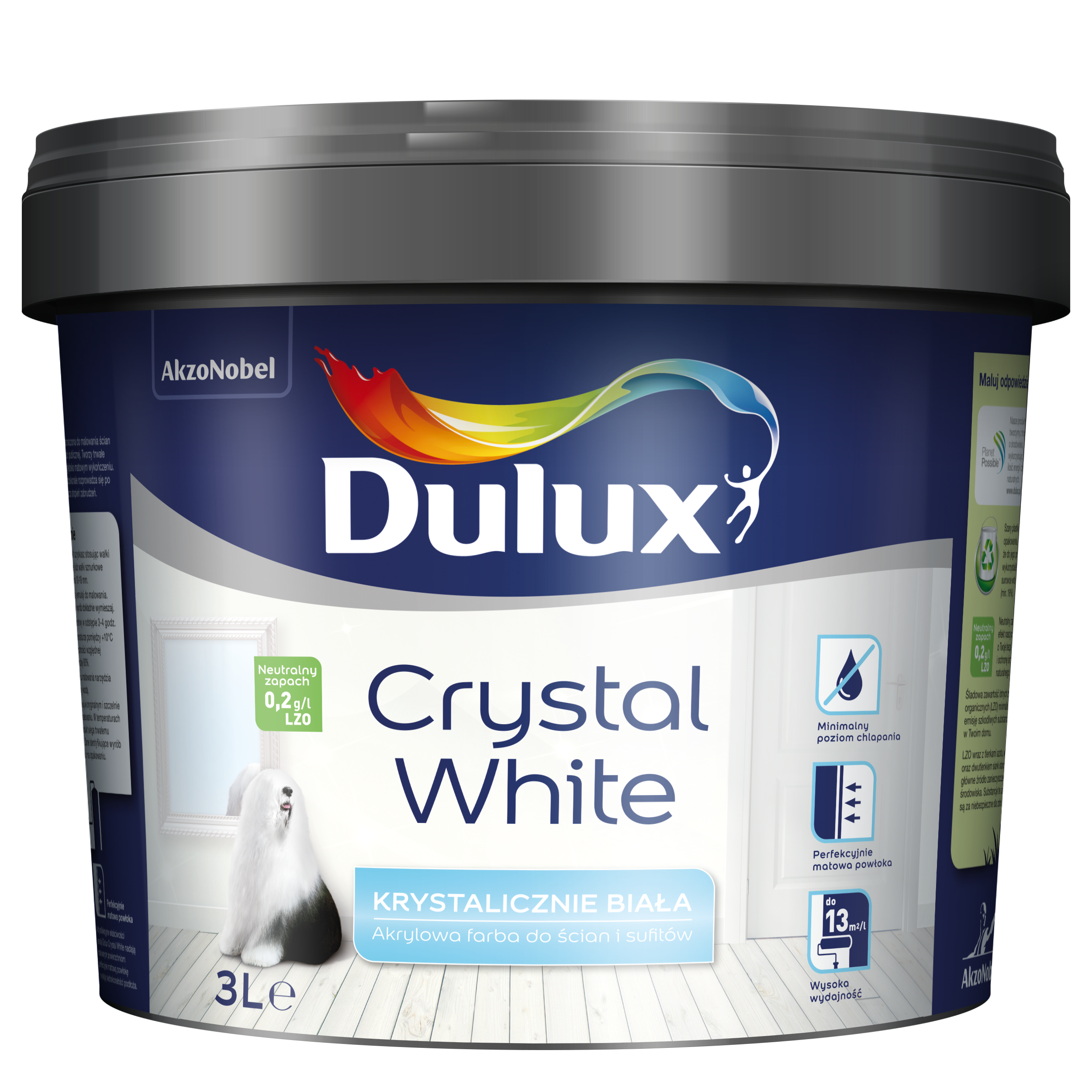 Farba Dulux Crystal White Biały 3 l