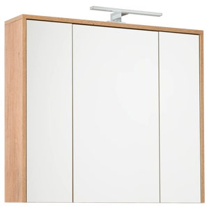 Armoire Salle De Bain Avec Miroir – Blanc Craie, 3 Portes, éclairage LED, 6 étagères Verre Réglables, 70x16x65.6 Cm