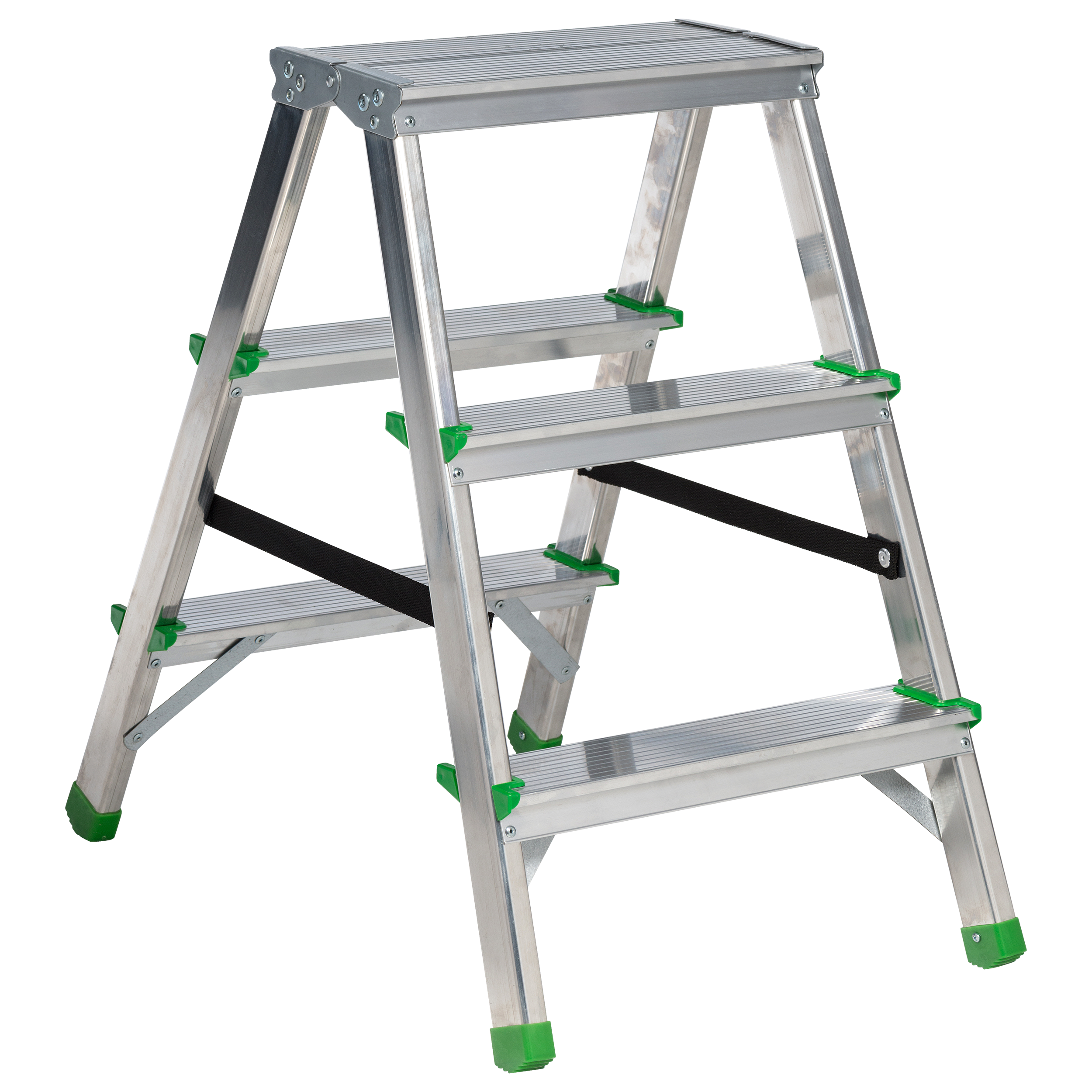 Drabina aluminiowa 2 stopnie z podestem 2-stronna AL-DD2X3 Standers