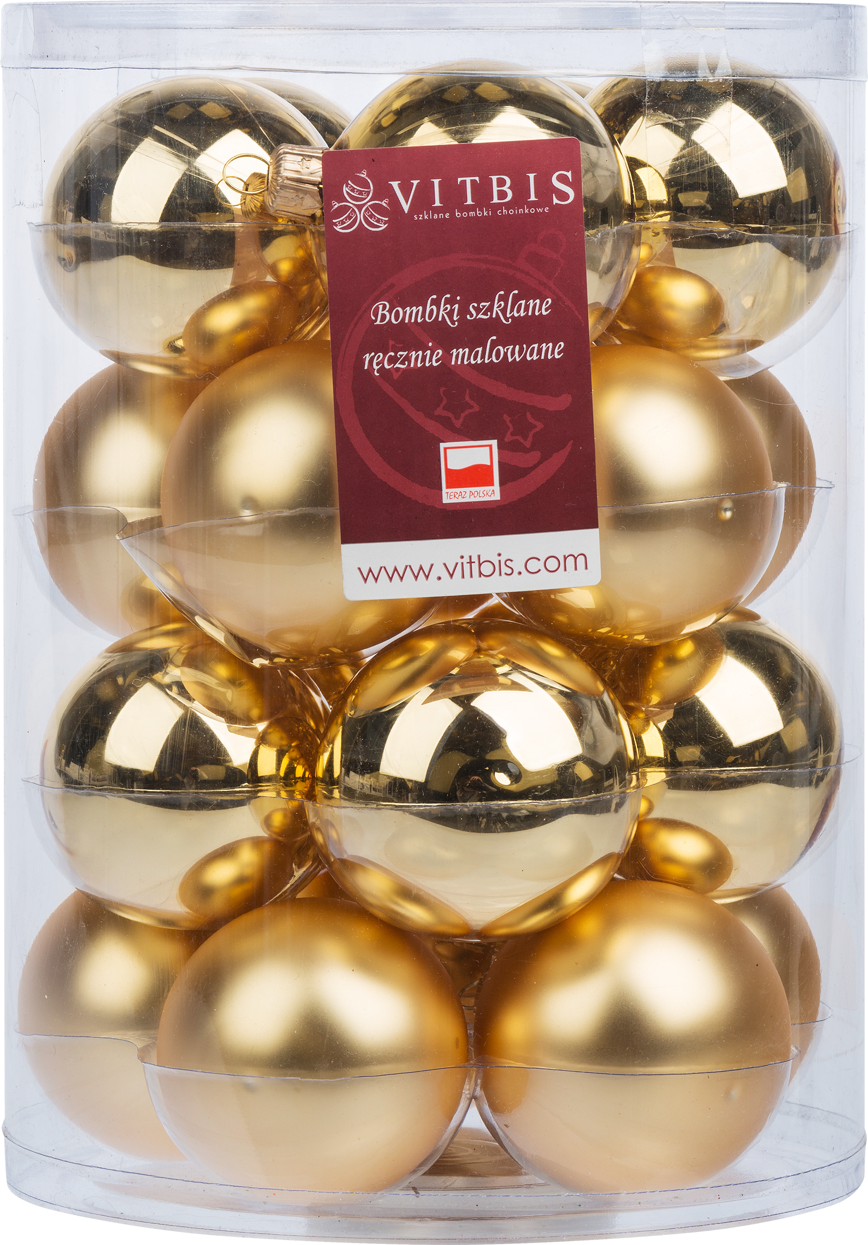Bombki szklane 6cm 20szt. złote tuba Vitbis - 10