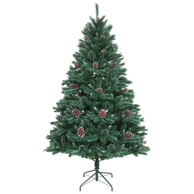 Choinka sztuczna Banaco 210cm zielona srebrzona z szyszkami