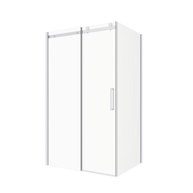Kabina prysznicowa prostokątna Laurena 100 x 80 x 200 cm chrom szkło transparentne Wellneo