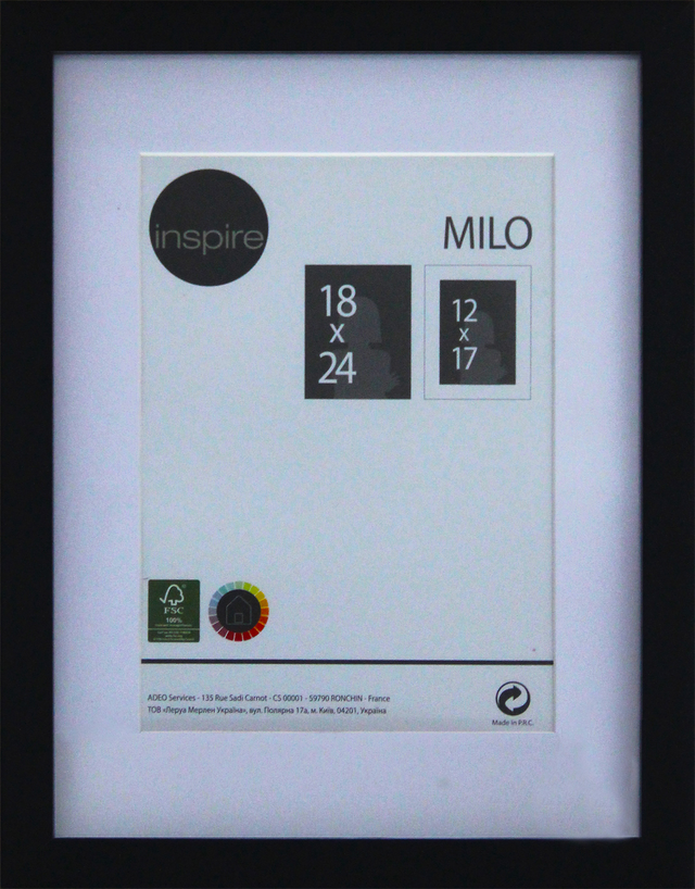 Cornice 20x26 cm in mdf nero satinato da parete e da tavolo con passe-partout per immagini 13x18 cm INSPIRE Milo