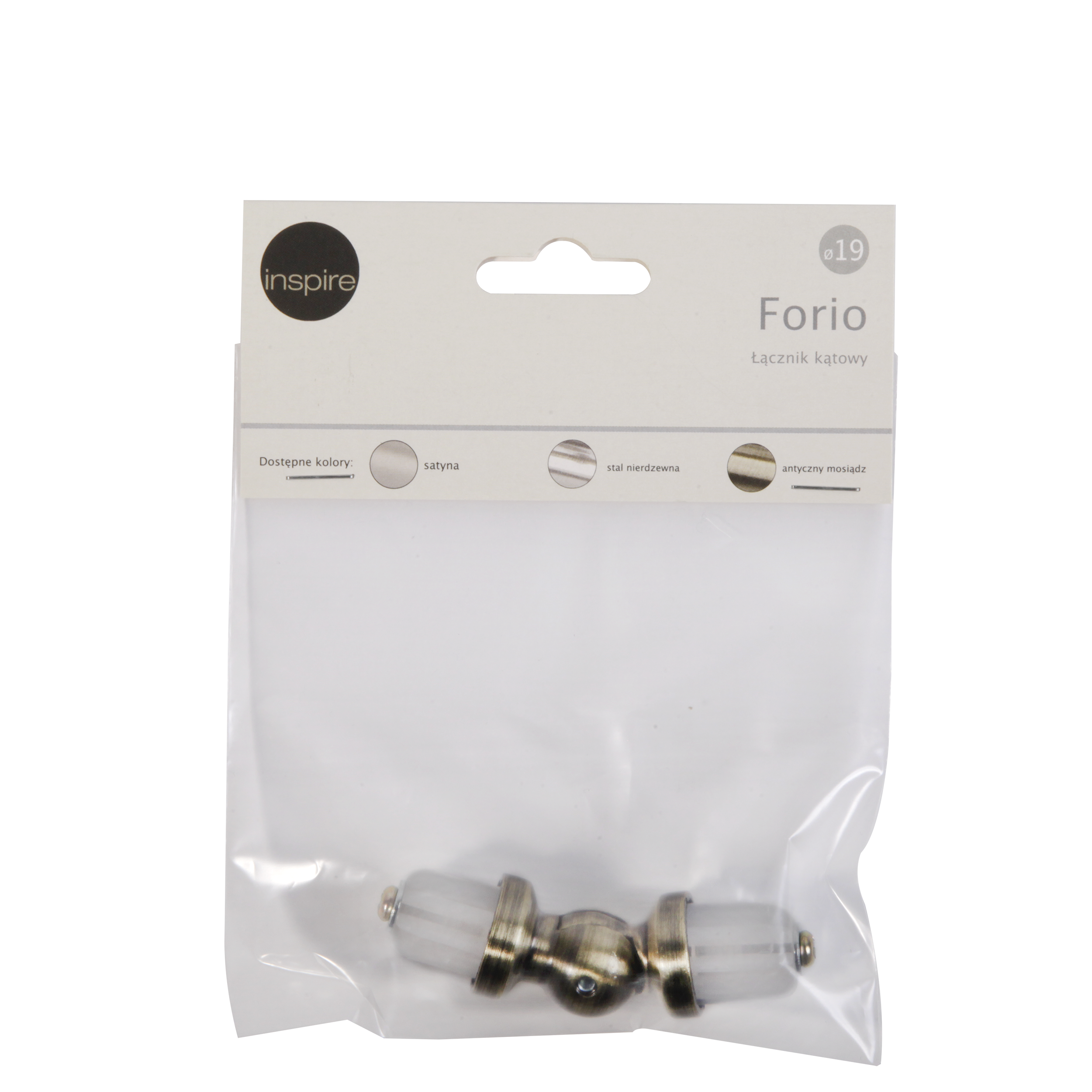 Łącznik kątowy do karnisza Forio antyczne złoto 19 mm Inspire - 2