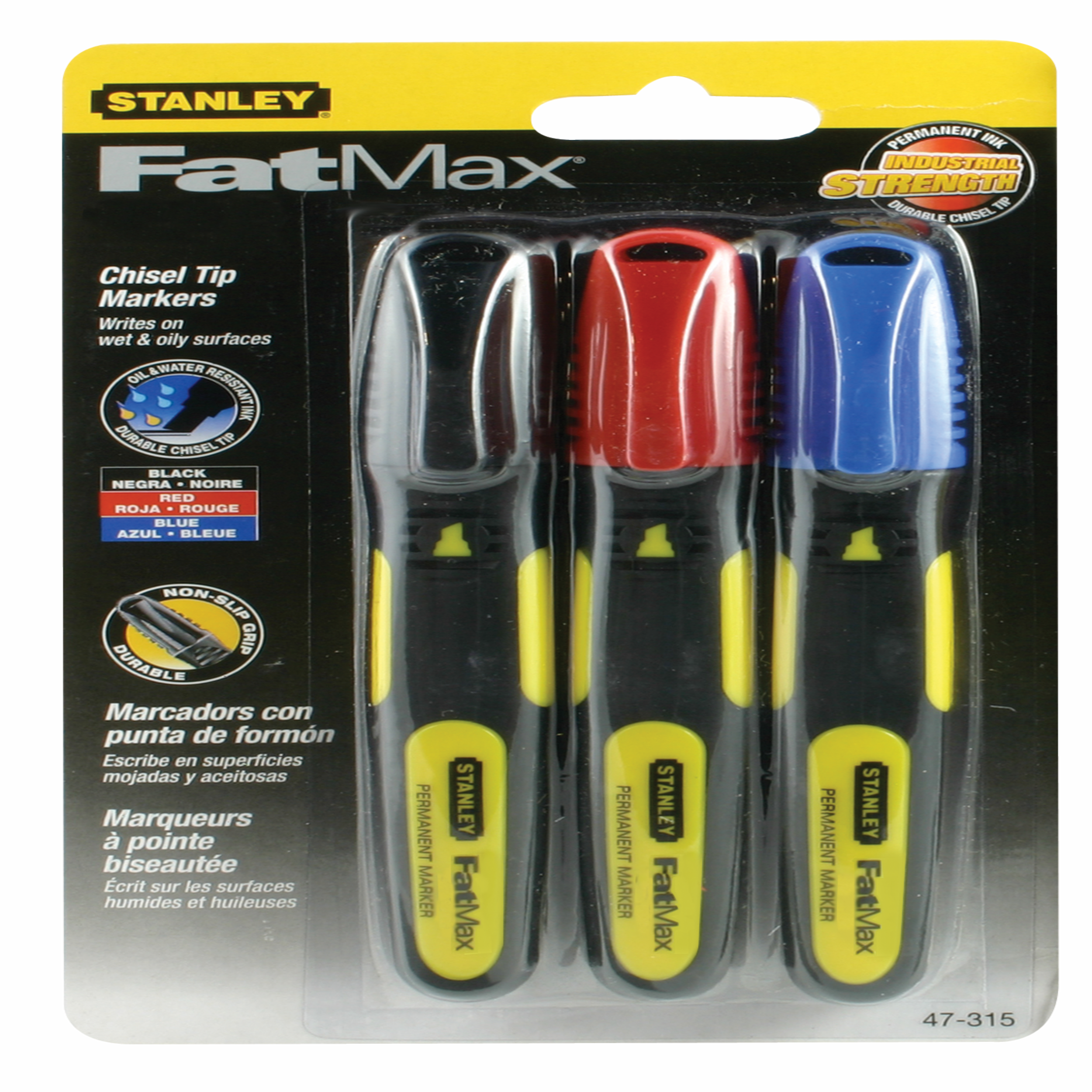 Zestaw markerów Fatmax 3 szt. czarny/czerwony/niebieski Stanley - 3