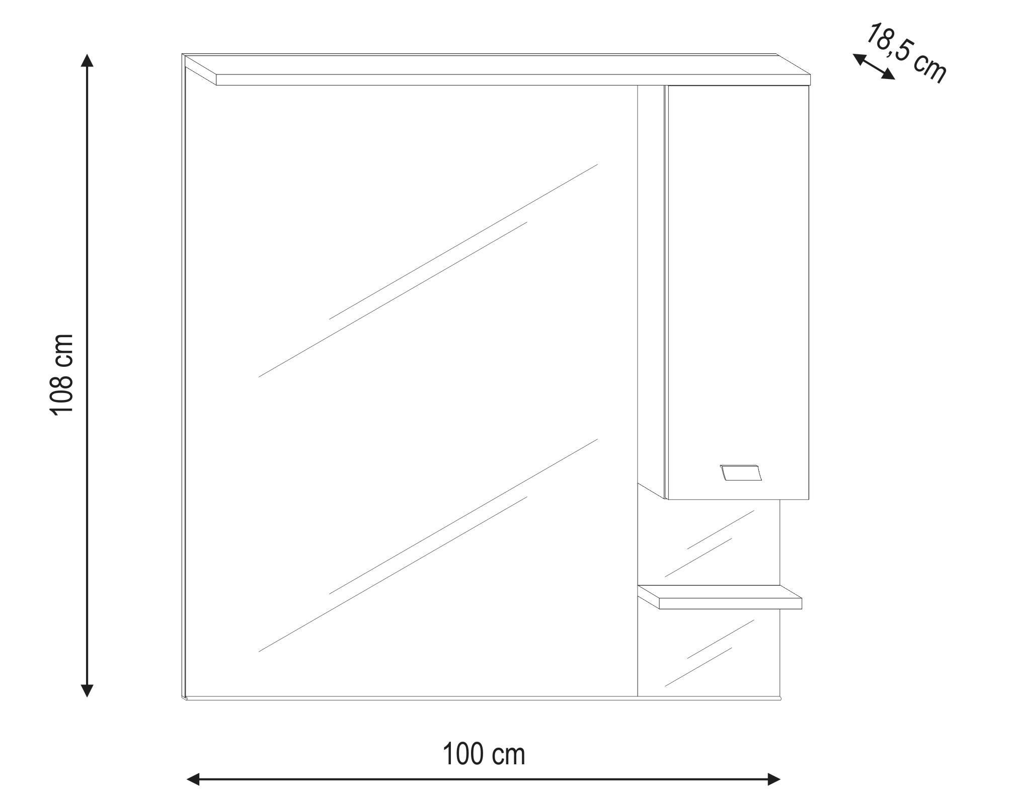 Specchio Contenitore Con Illuminazione Rimini lucido bianco L 100 x H 108 x P 18.5 cm - 2