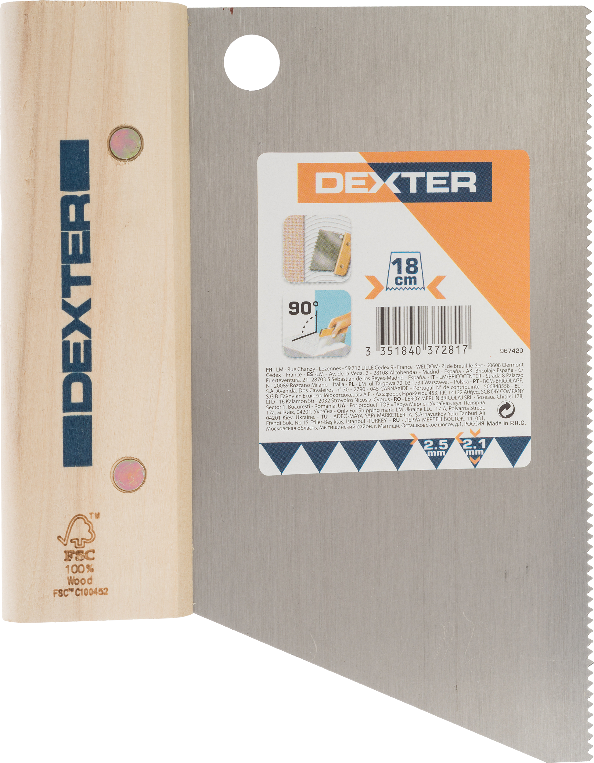Grzebień do kleju 18 cm / 2.5 mm DEXTER - 2
