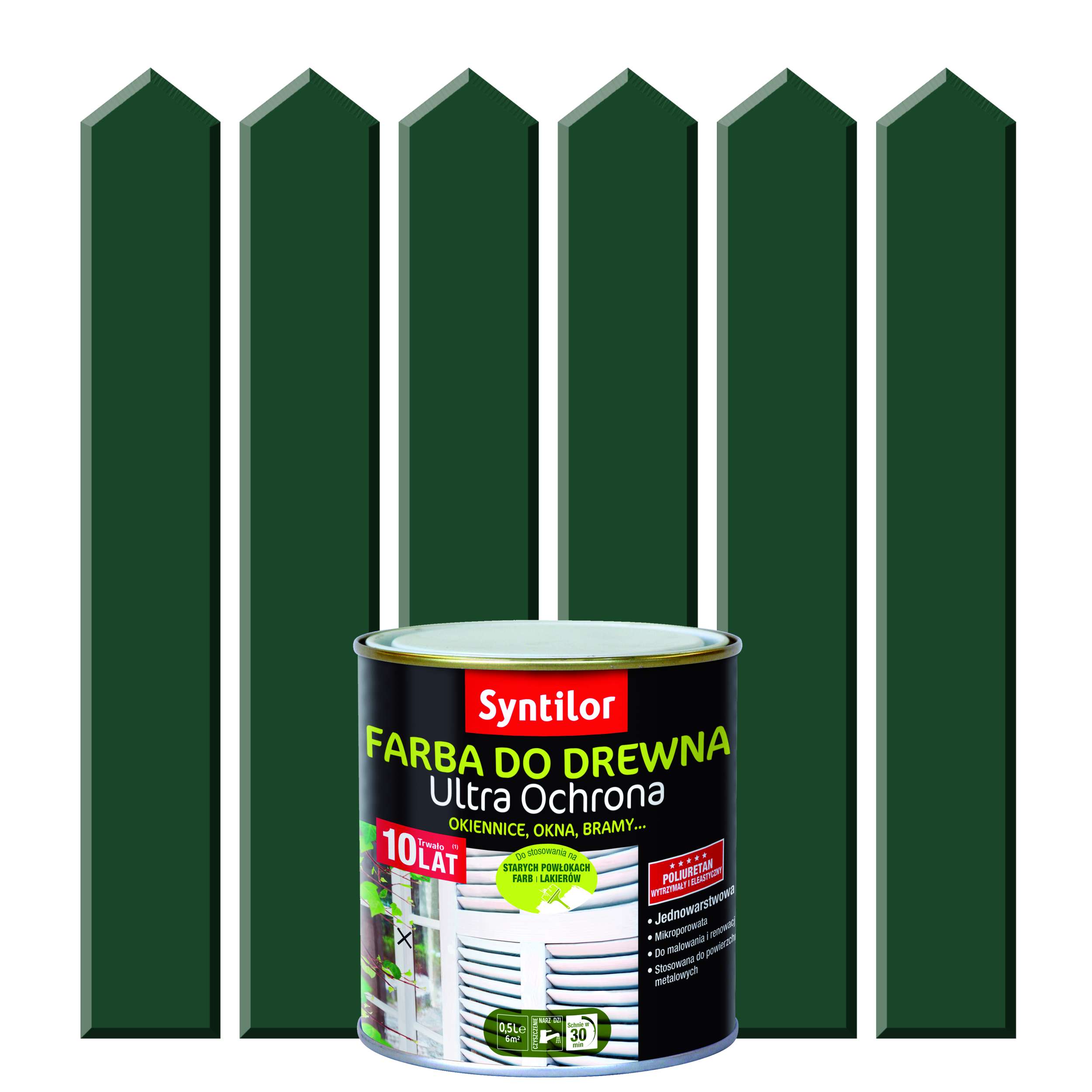 Farba do drewna ULTRA OCHRONA 0.5 l Baskijski Zielony SYNTILOR