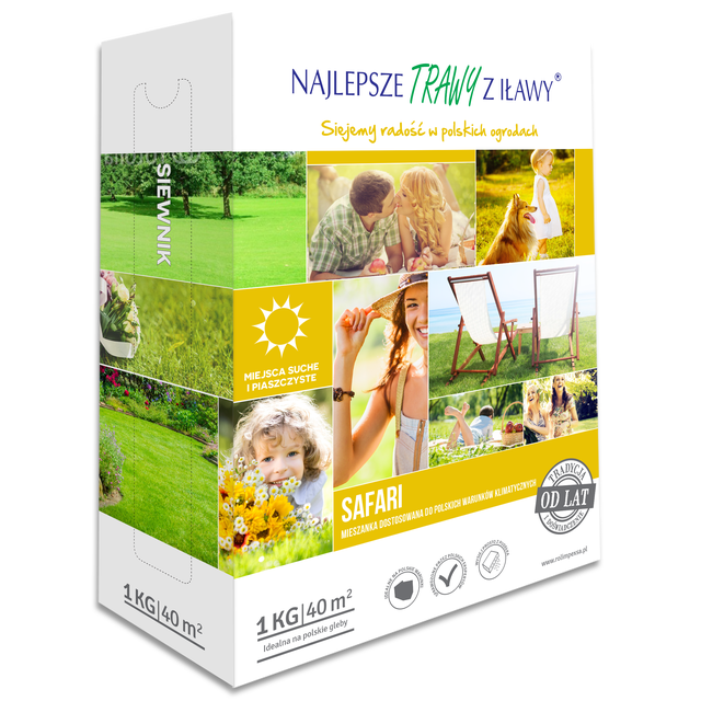 Nasiona trawy na miejsca nasłonecznione Safari 1kg Najlepsze trawy z Iławy