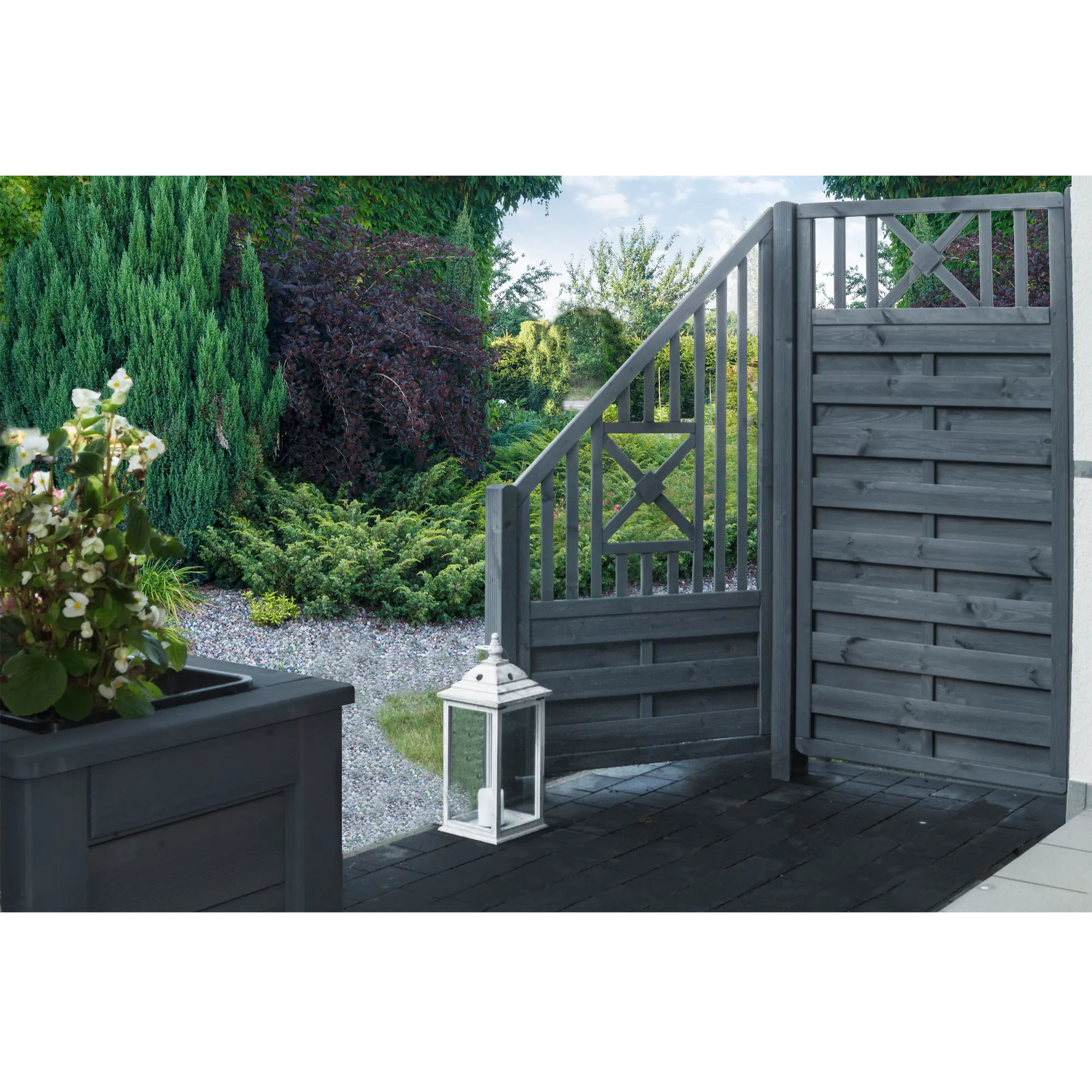 Płot szczelny z dekorem Parma 180x180 cm szary Werth-Holz - 4