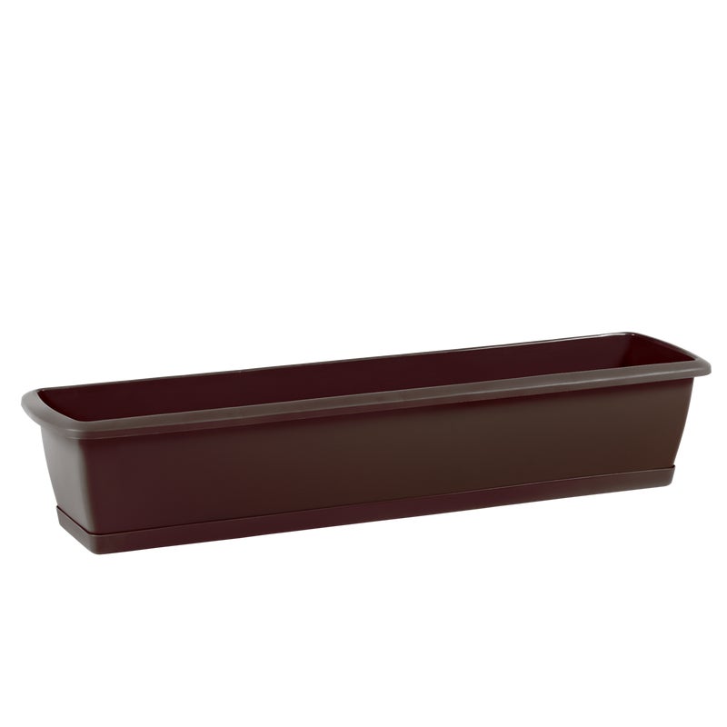 Skrzynka balkonowa 80x18.4 cm brązowa z podstawką Prosperplast