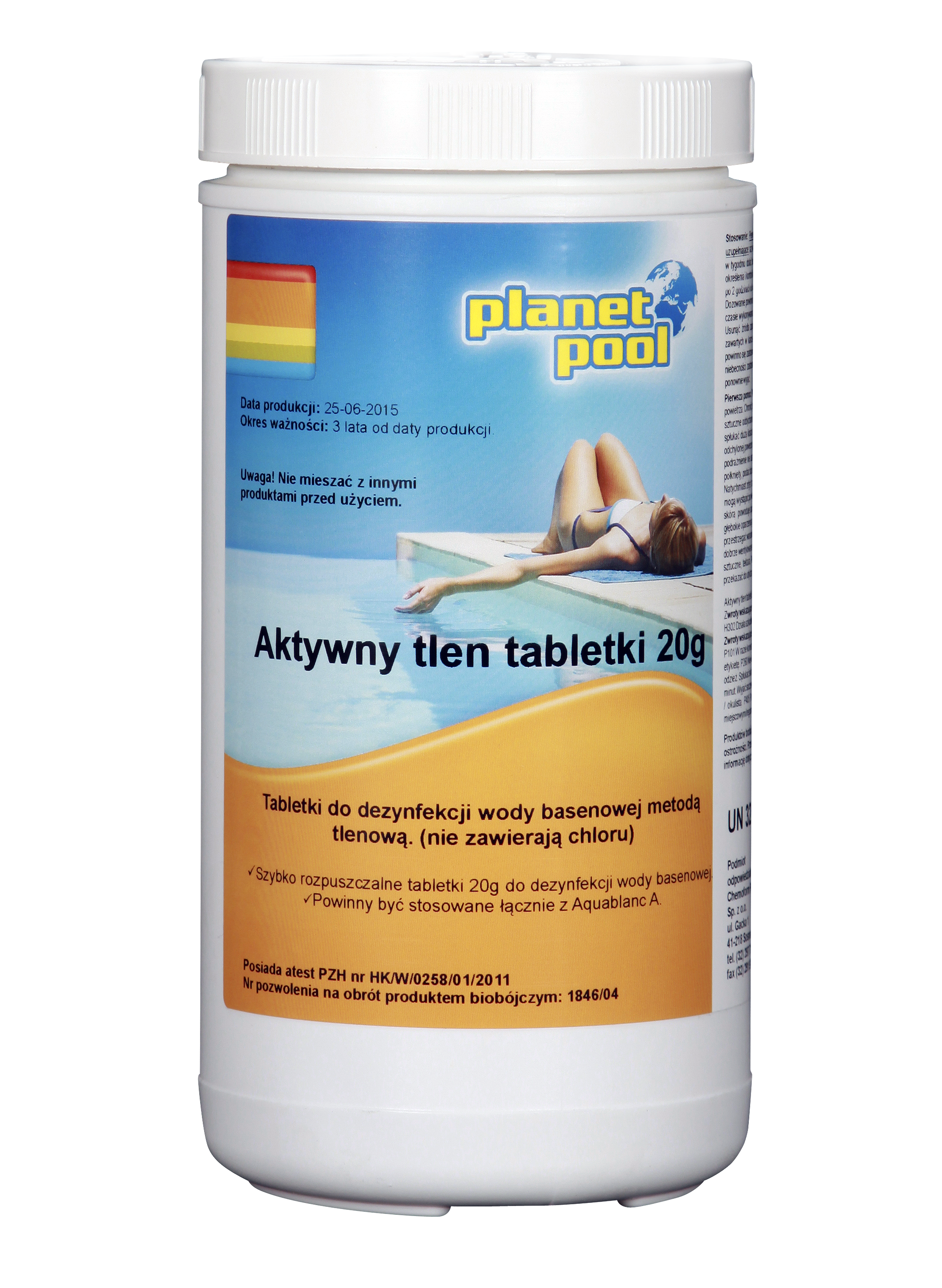 Tabletki tlenowe do basenu Aktywny tlen 50szt. 20g 1kg Planet Pool