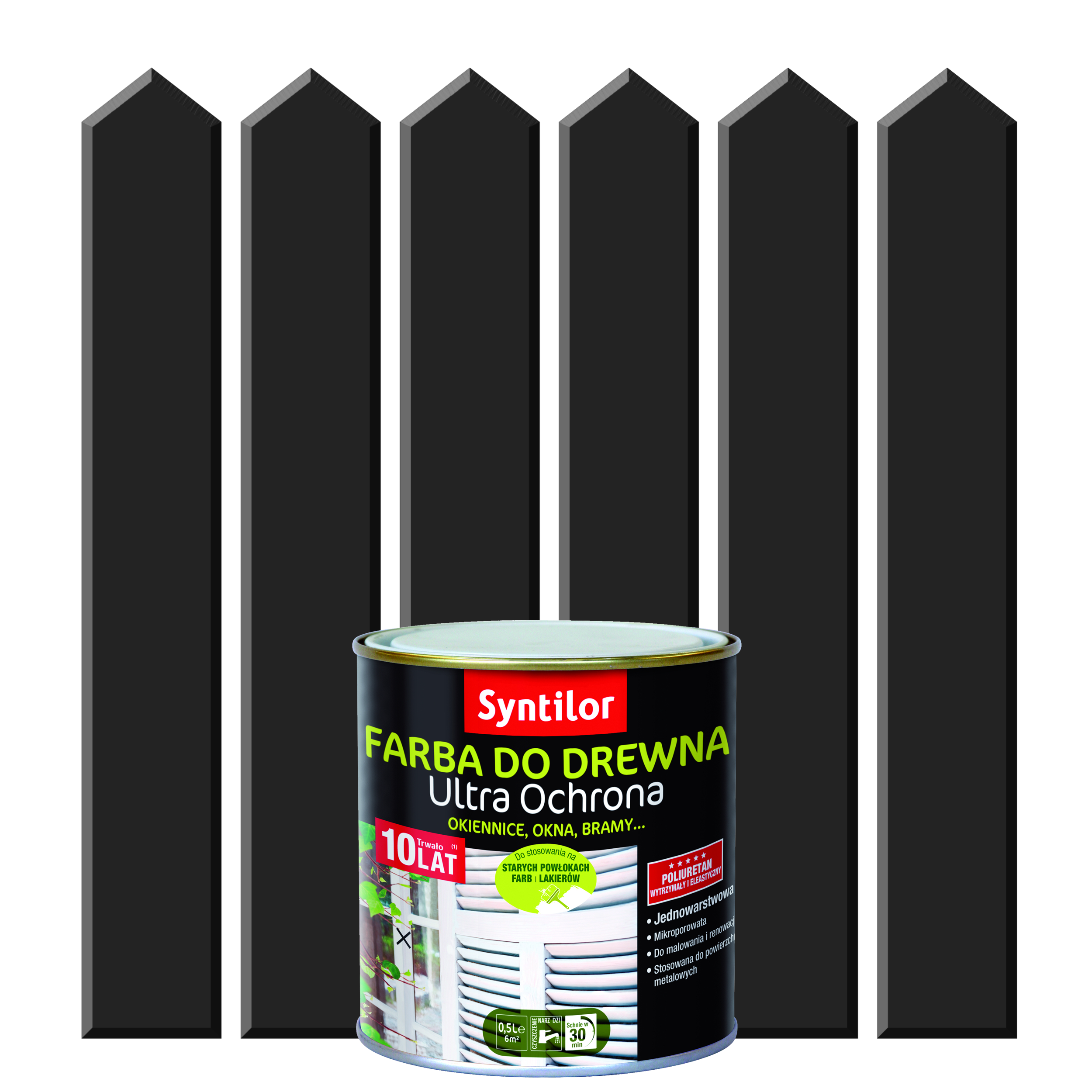 Farba do drewna ULTRA OCHRONA 0.5 l Czarny SYNTILOR