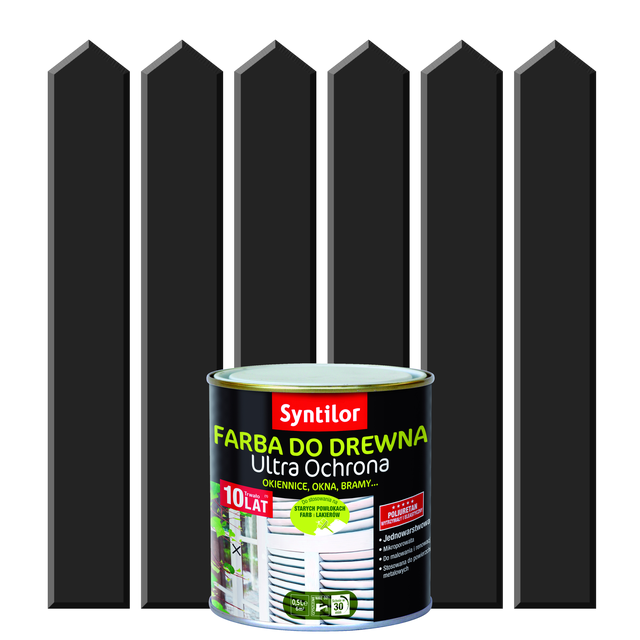 Farba do drewna ULTRA OCHRONA 0.5 l Czarny SYNTILOR