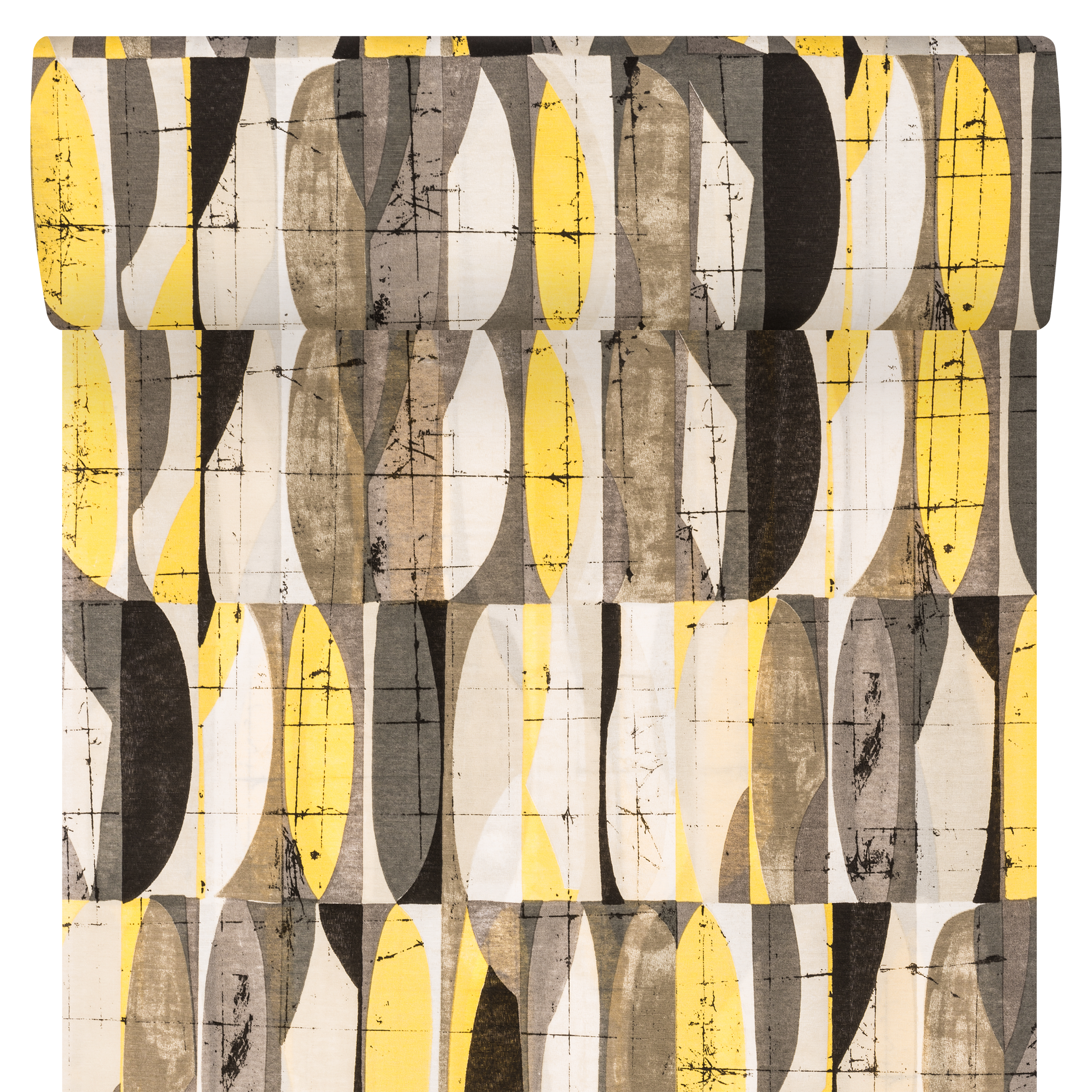 Tkanina na mb Geometrico szaro-żółta szer. 140 cm - 3