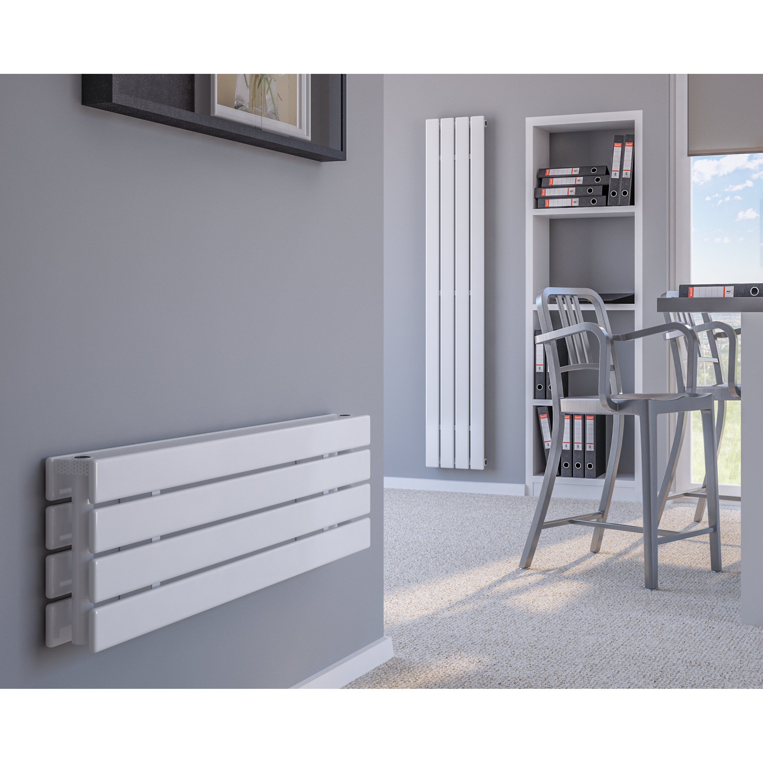 Grzejnik VERTICAL 165x29.5 cm Biały C 550W Roz 5cm 4 Bar EQUATION - 4