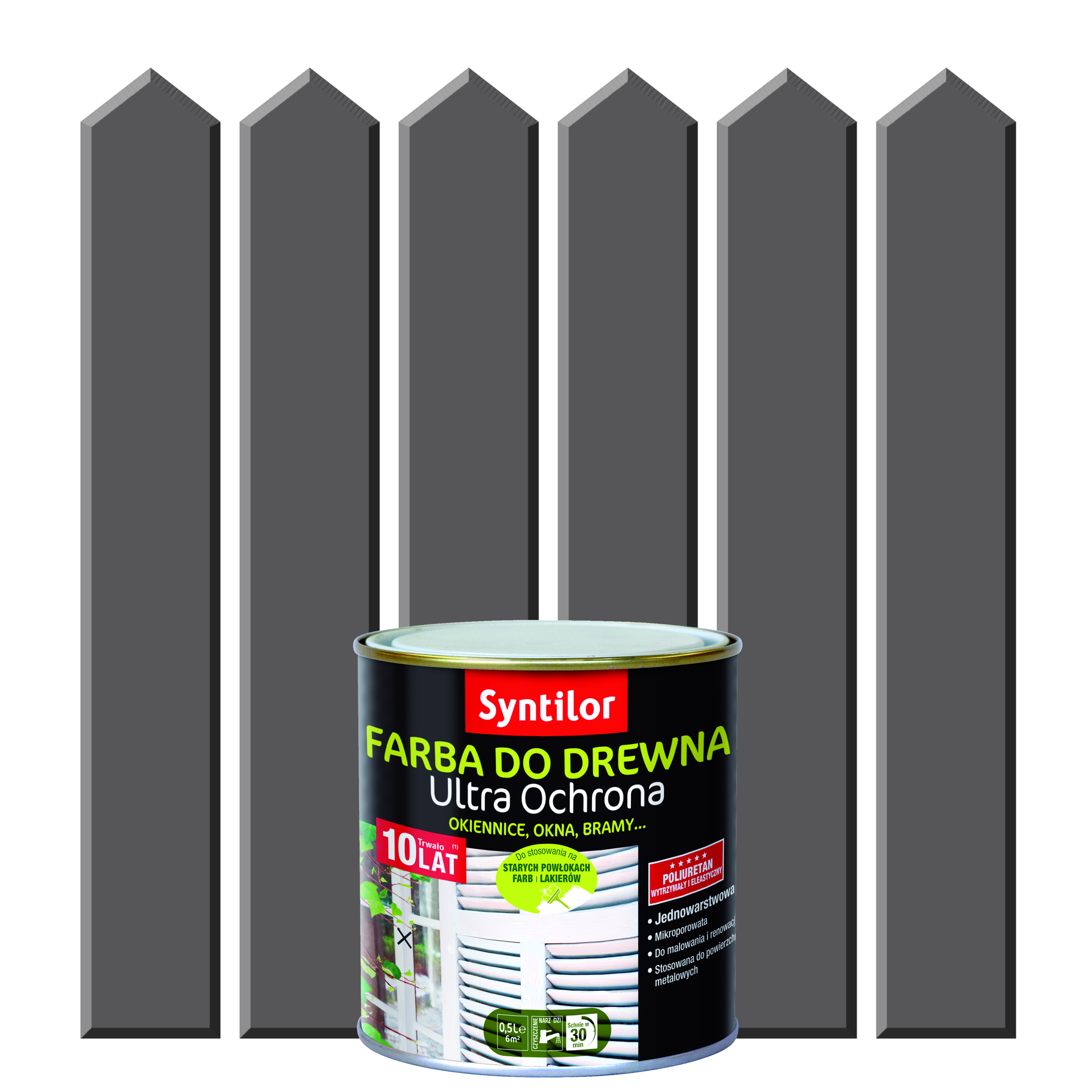 Farba do drewna ULTRA OCHRONA 0.5 l Ciemnoszary SYNTILOR