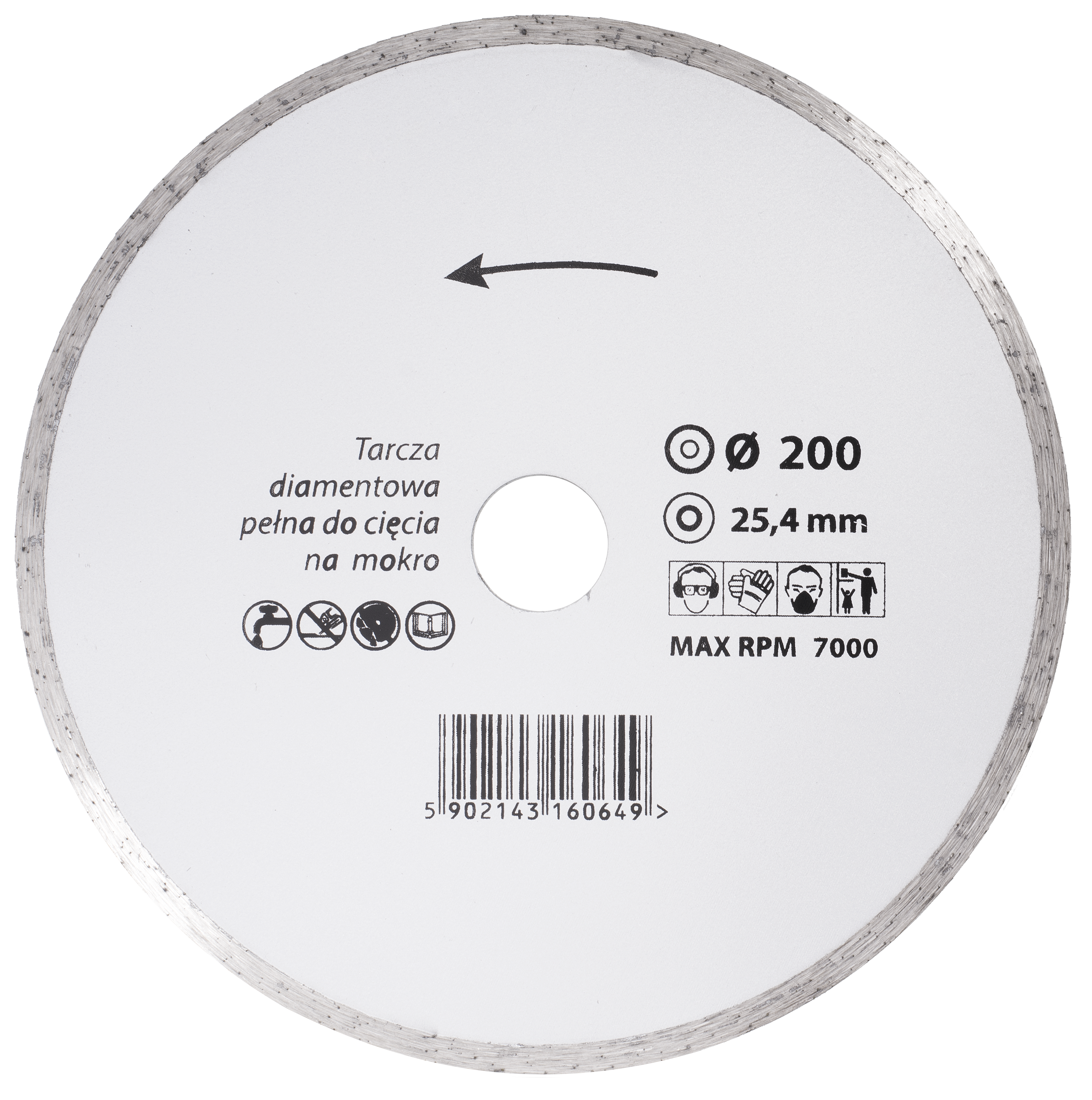 Tarcza diamentowa 200 x 25.4 mm CIĄGŁA