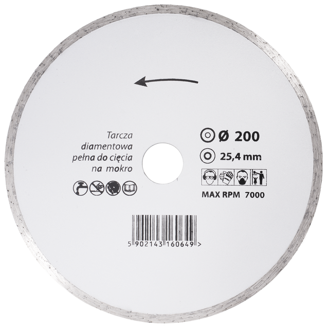 Tarcza diamentowa 200 x 25.4 mm CIĄGŁA