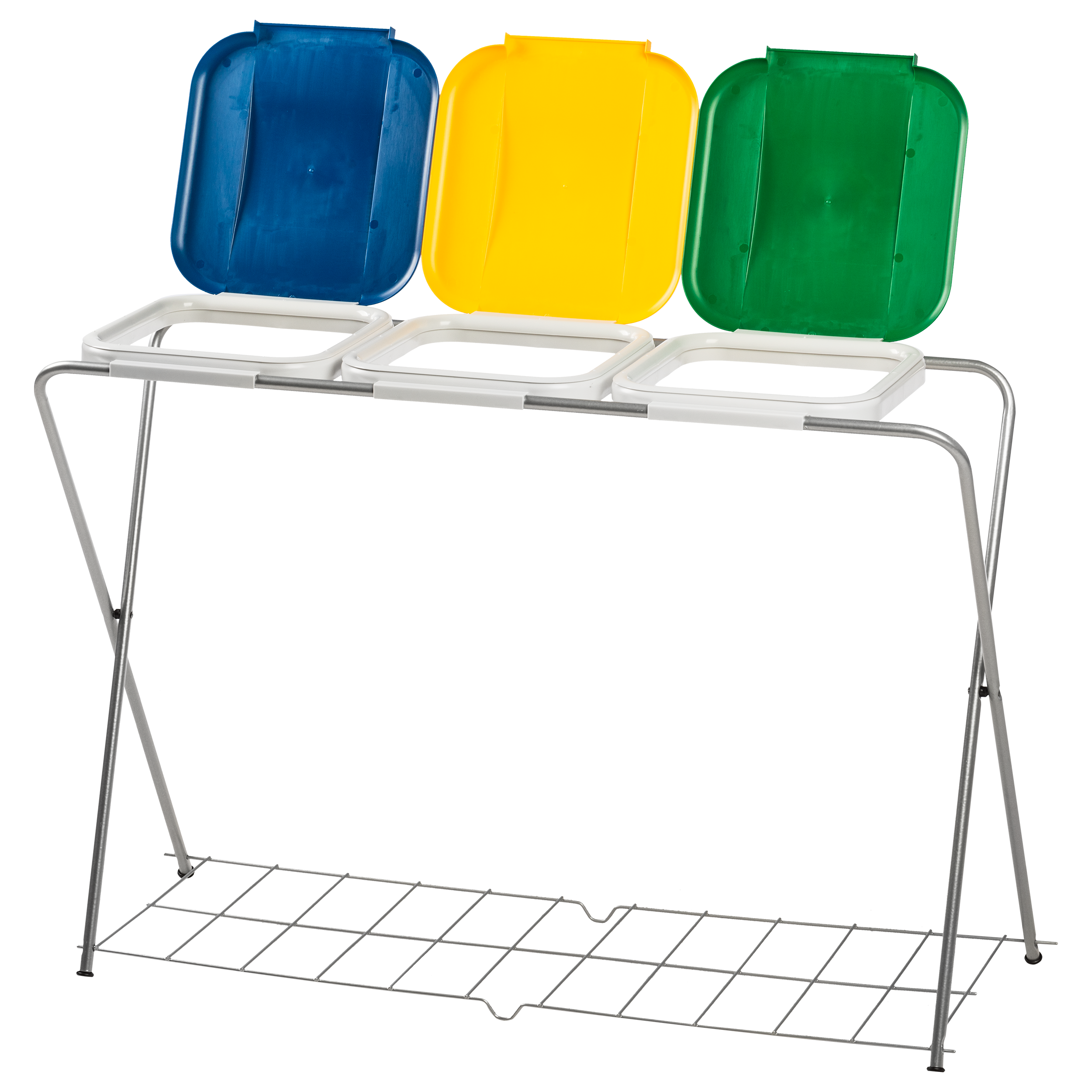 Stojak na worki na śmieci potrójny z kratką