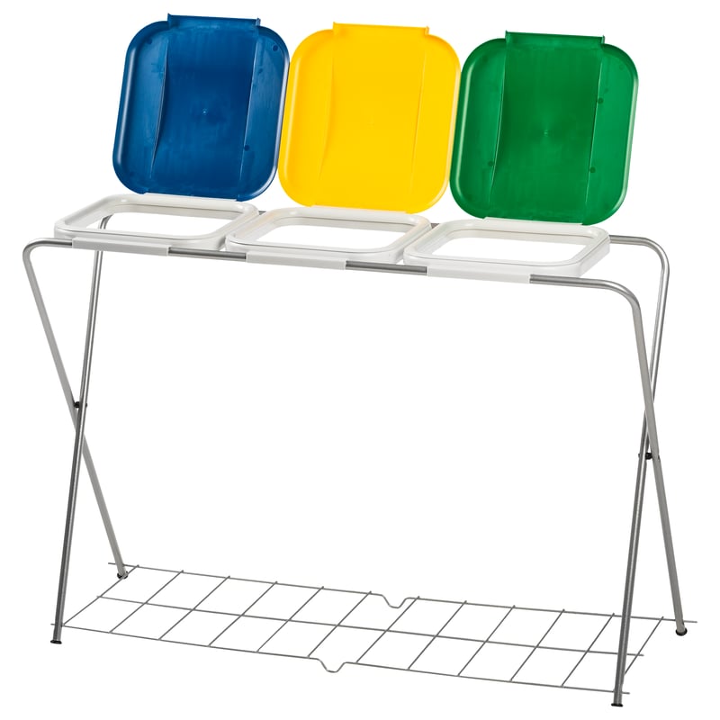 Stojak na worki na śmieci potrójny z kratką