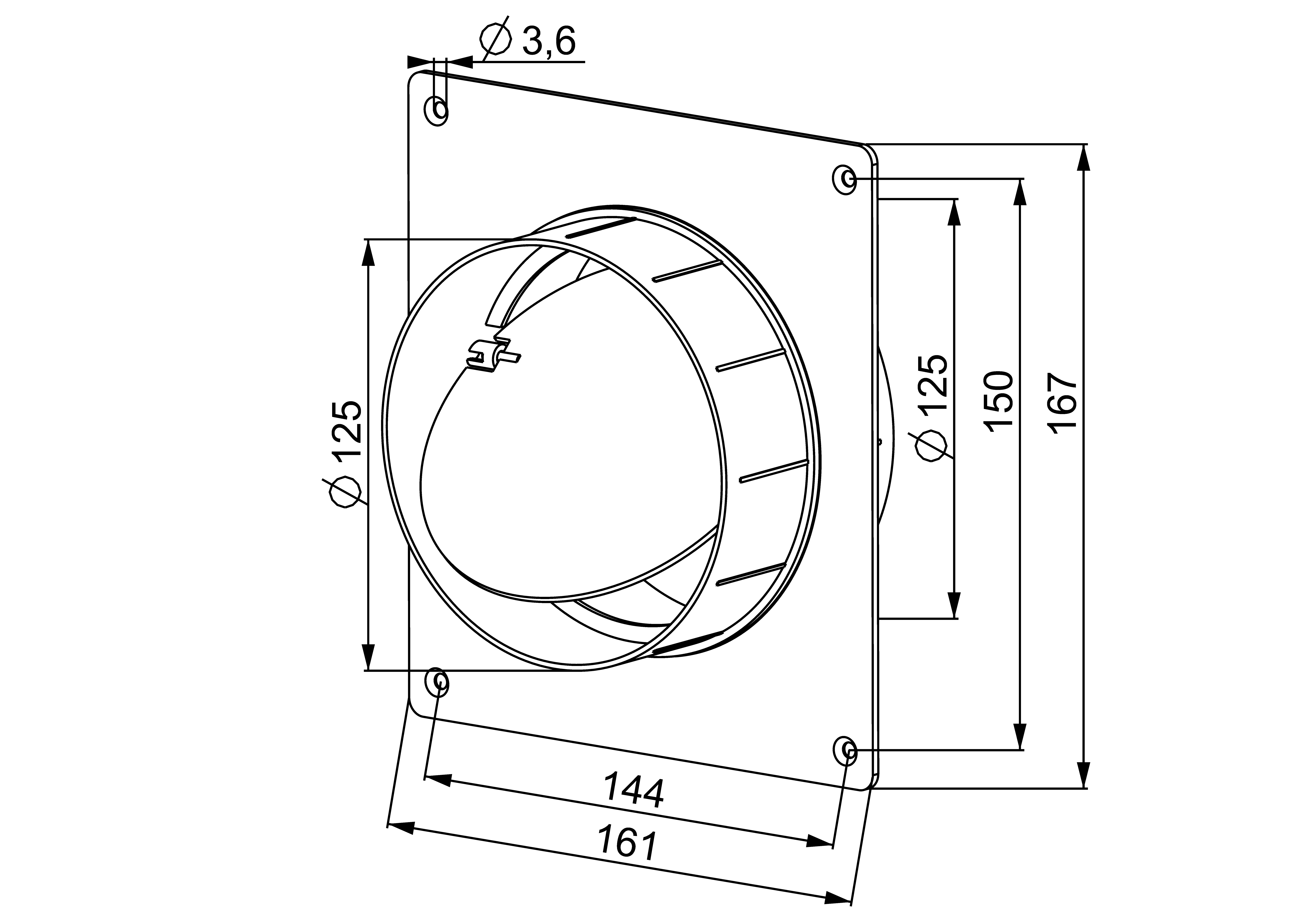 Kołnierz przyścienny z zaworem zwrotnym OKRĄGŁY 125 mm EQUATION - 2