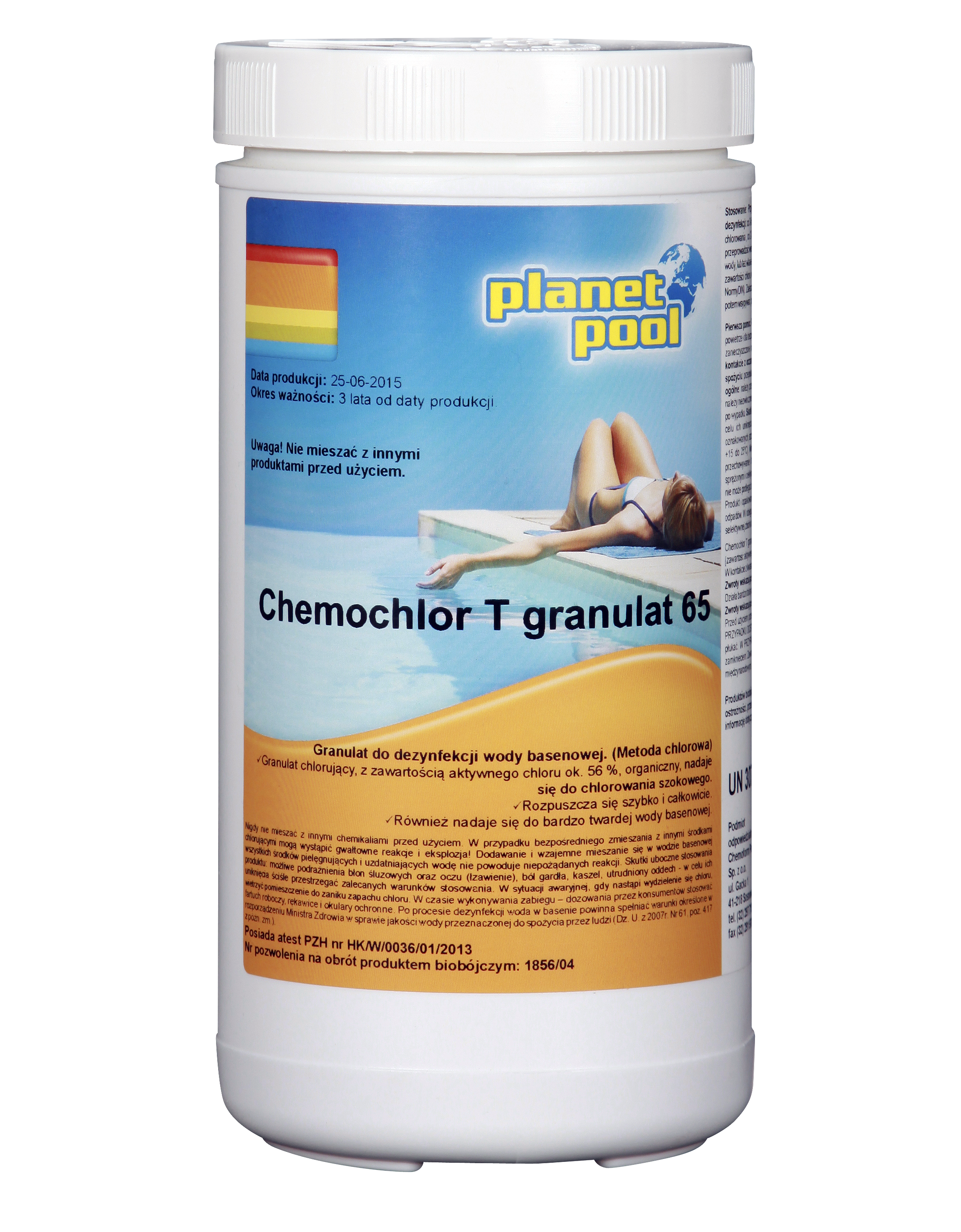 Chlor szok w granulacie do basenu 1kg Planet Pool Chemochlor T 65
