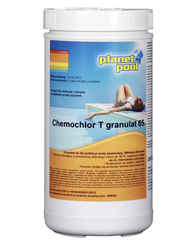 Chlor szok w granulacie do basenu 1kg Planet Pool Chemochlor T 65