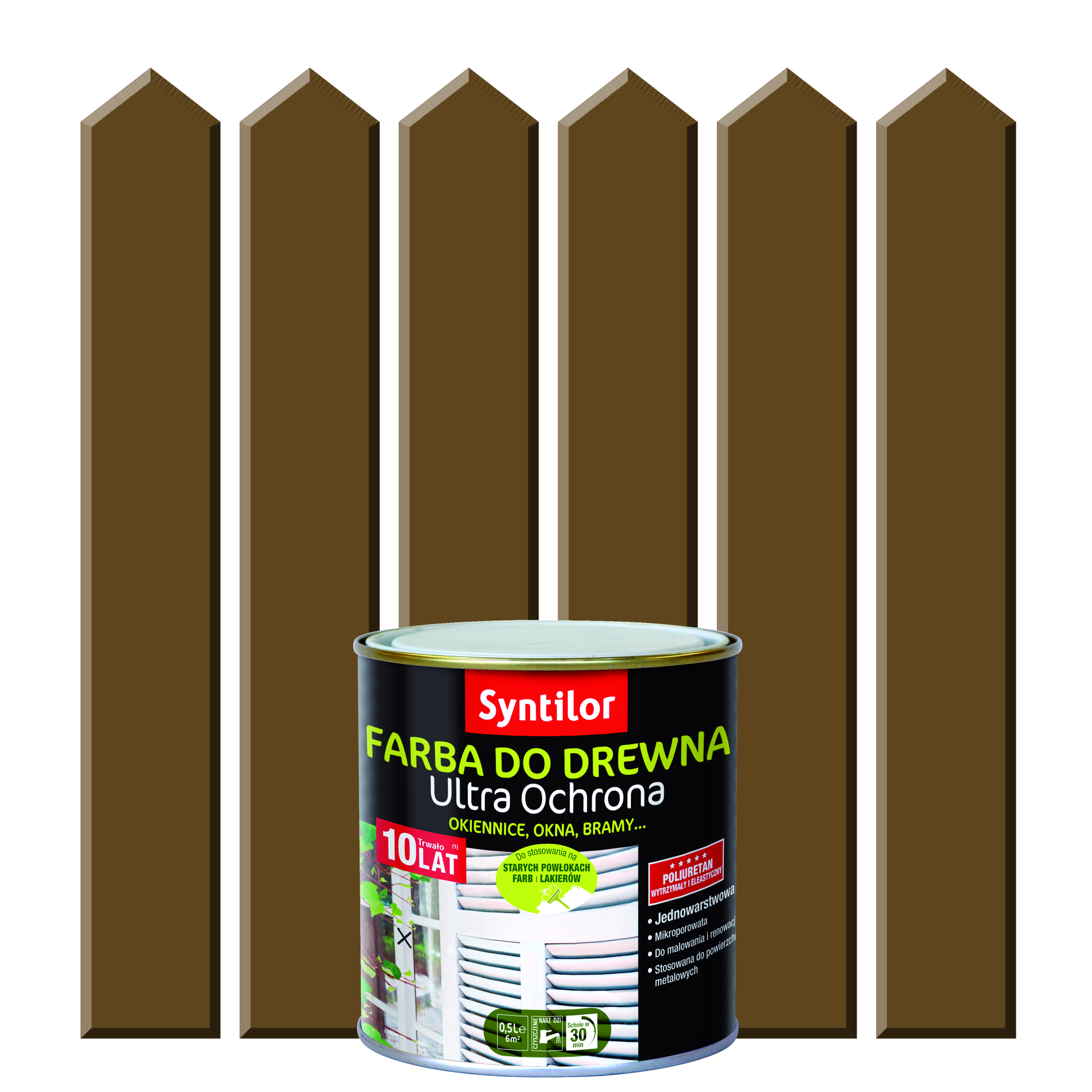Farba do drewna ULTRA OCHRONA 0.5 l Kasztanowy SYNTILOR