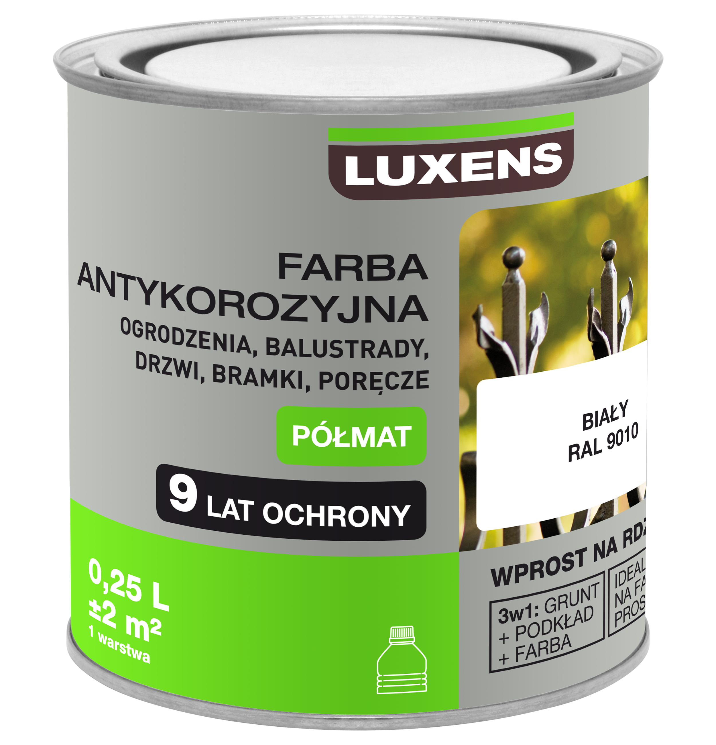 Farba antykorozyjna 0.25 l Biały Półmat LUXENS