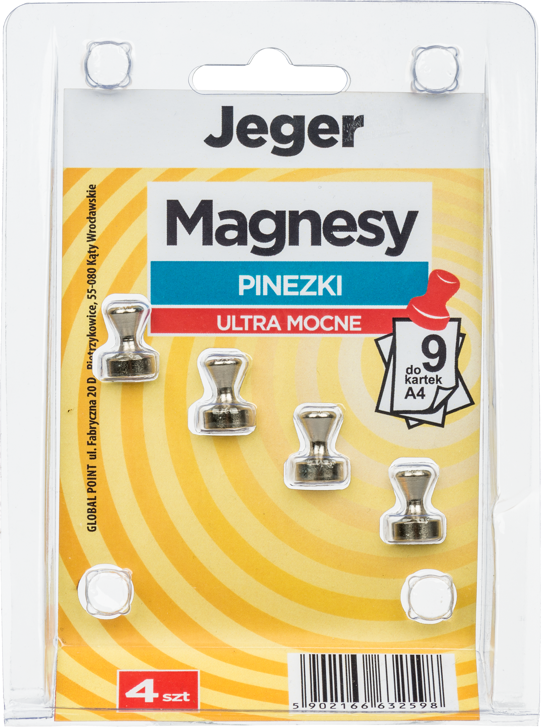 Magnes Ultra mocny 4 szt. Pinezki JEGER
