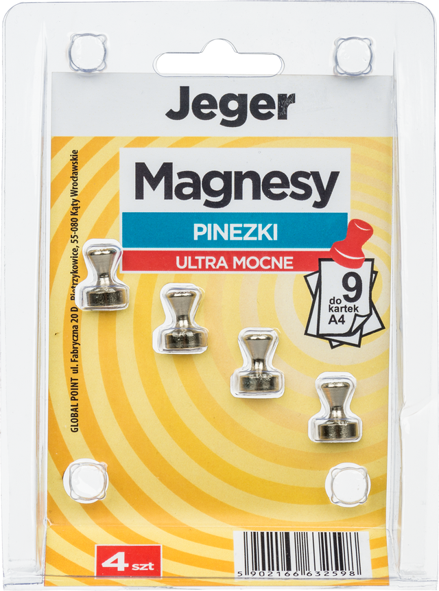 Magnes Ultra mocny 4 szt. Pinezki JEGER