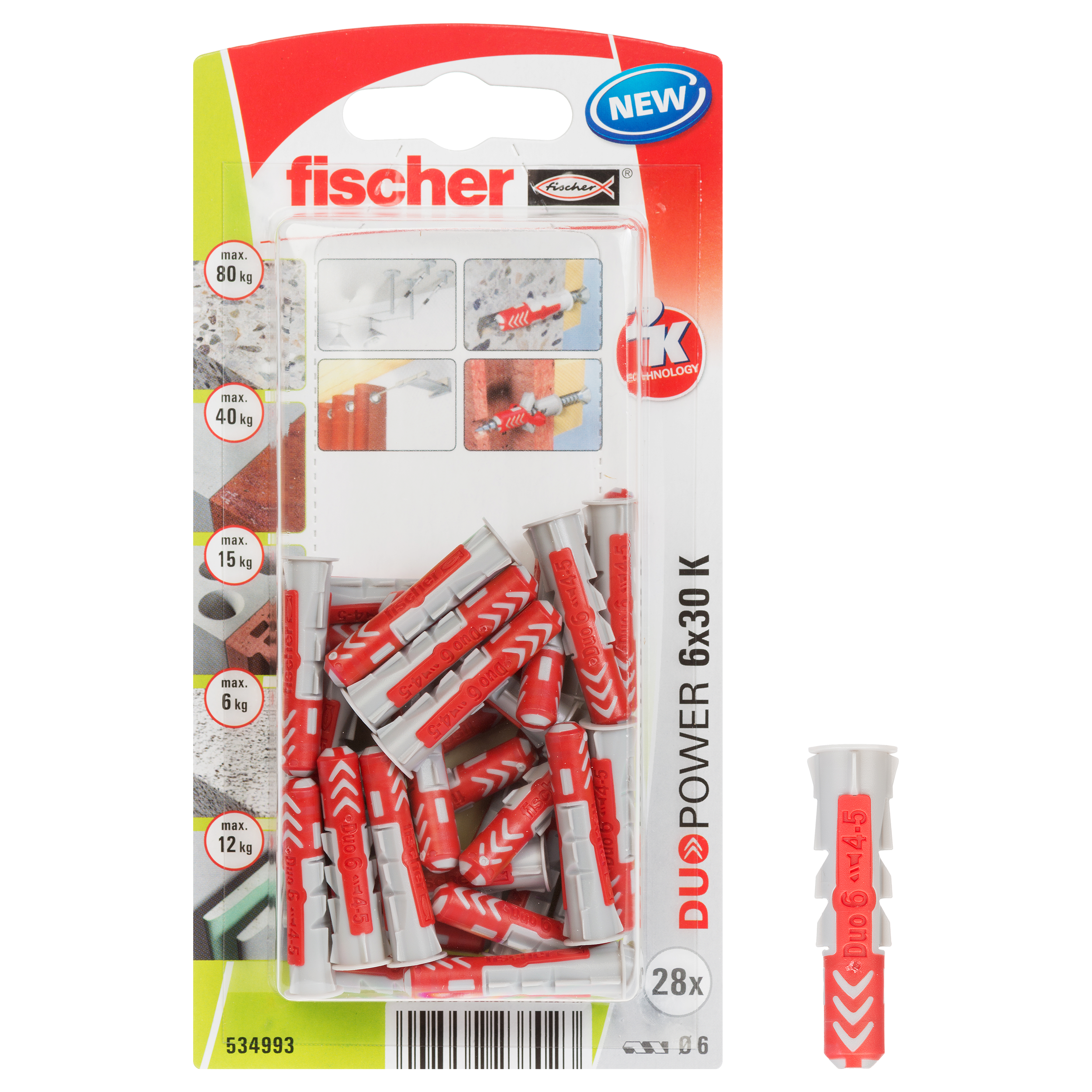 Koszulka uniwersalna S K NV Duopower 6 x 30 mm 28 szt. Fischer - 3