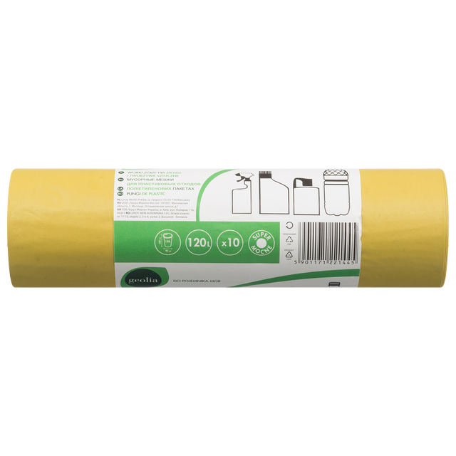 Worki na śmieci 120l 10szt. żółte Geolia