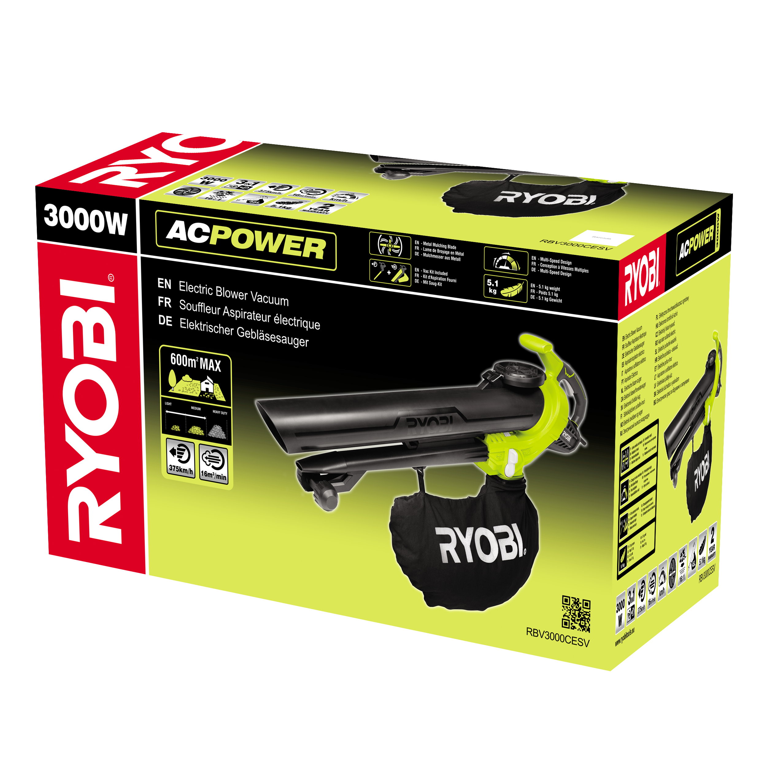 Odkurzacz elektryczny z dmuchawą Ryobi RBV3000CESV 3000W - 5