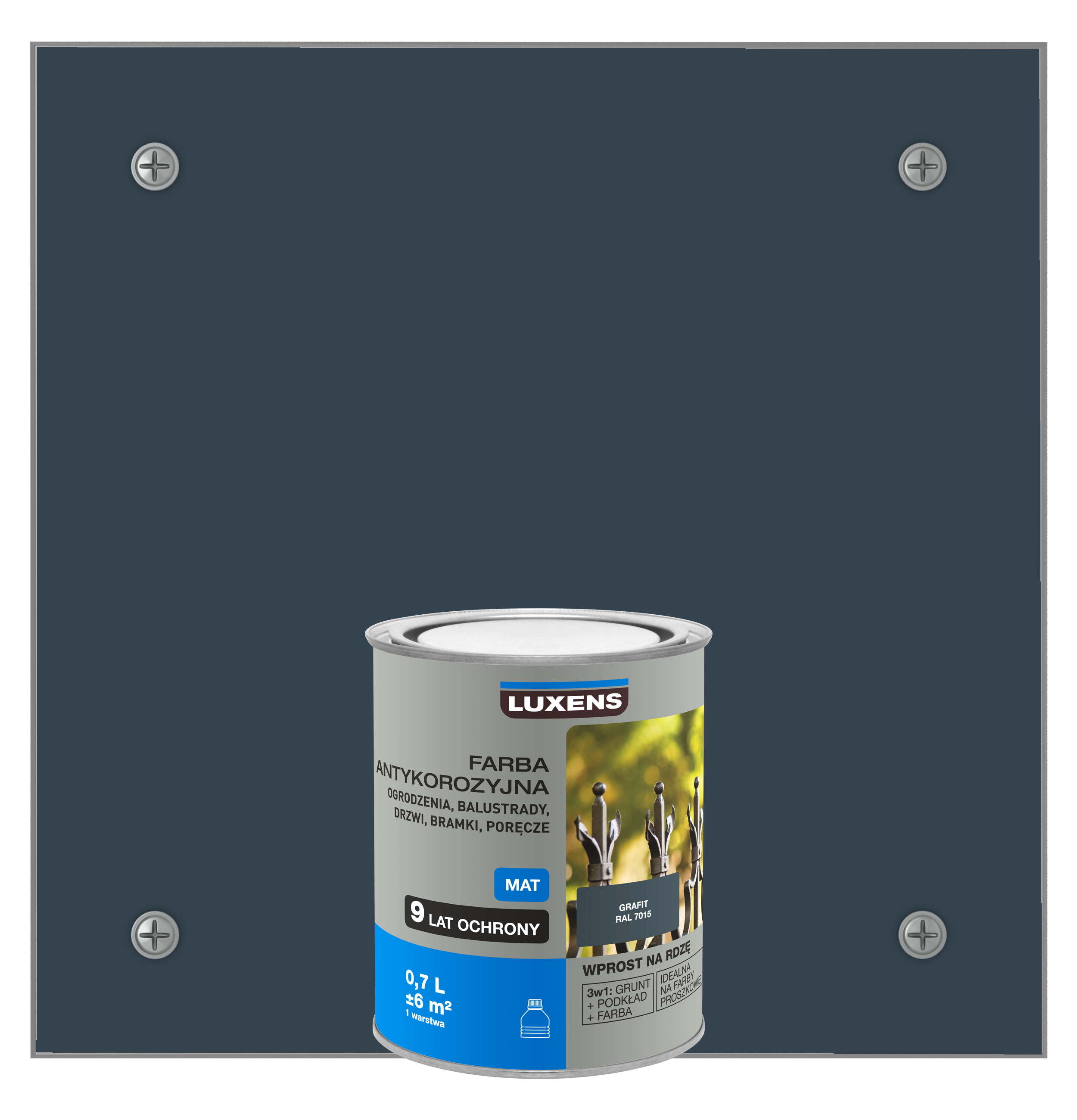 Farba antykorozyjna 0.7 l Grafitowy Mat LUXENS