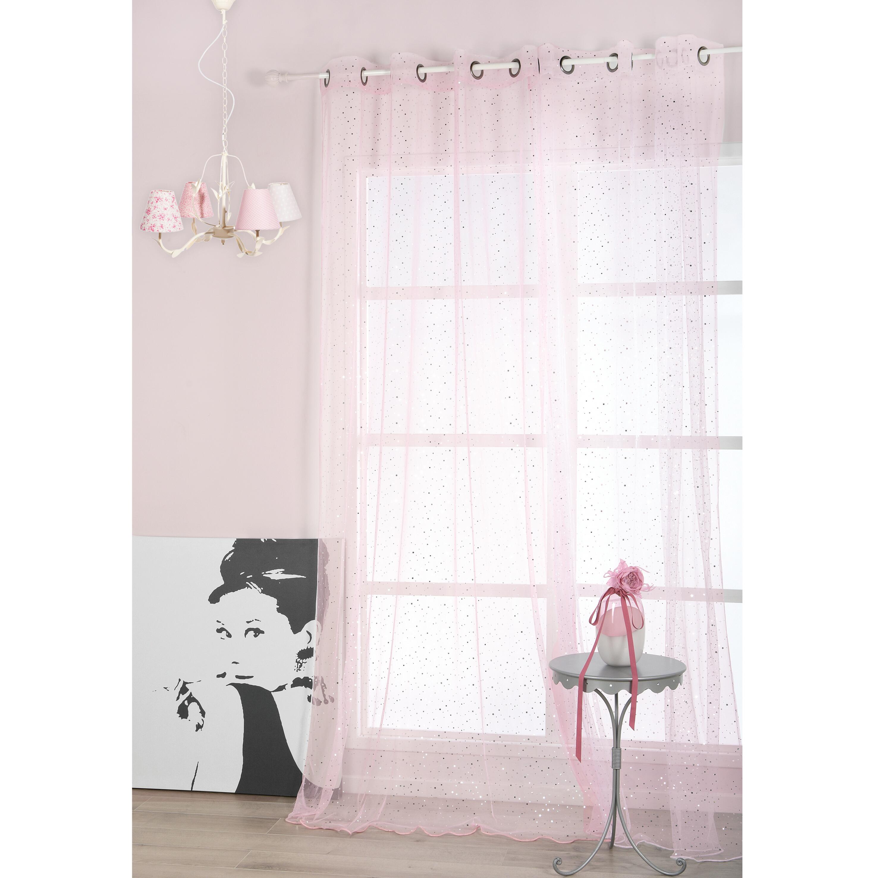 Tenda Stelline rosa, occhiello 140x280 cm VENGO - 3