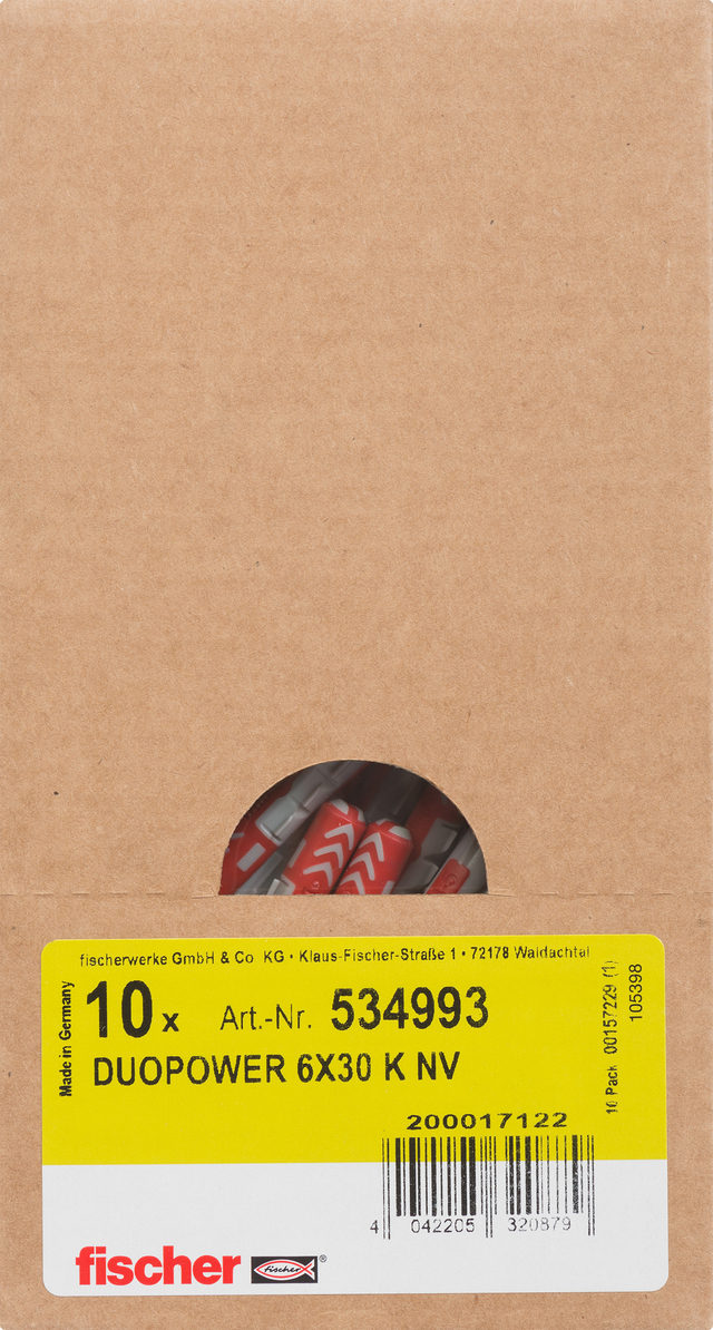 Koszulka uniwersalna S K NV Duopower 6 x 30 mm 28 szt. Fischer