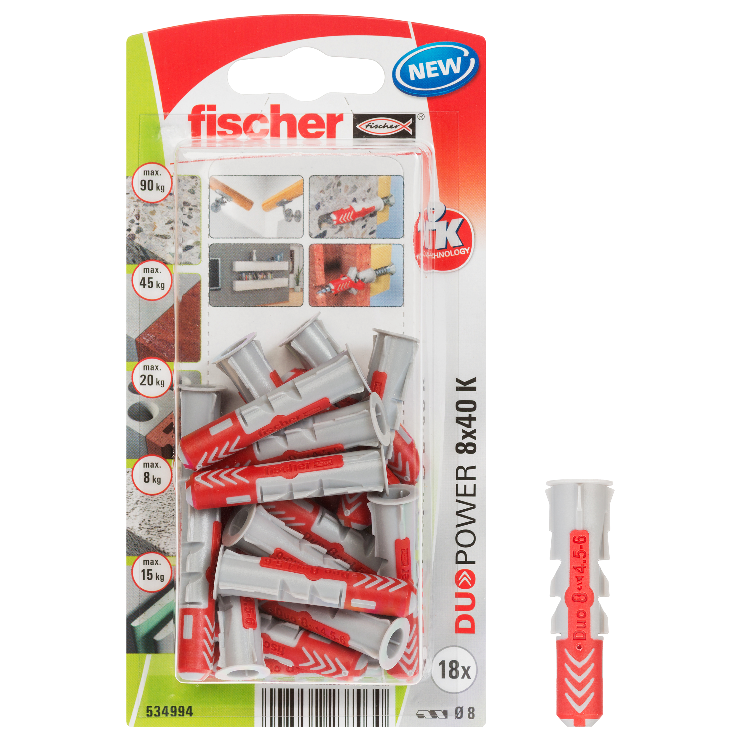 Koszulka uniwersalna S K NV Duopower 8 x 40 mm 18 szt. Fischer - 3