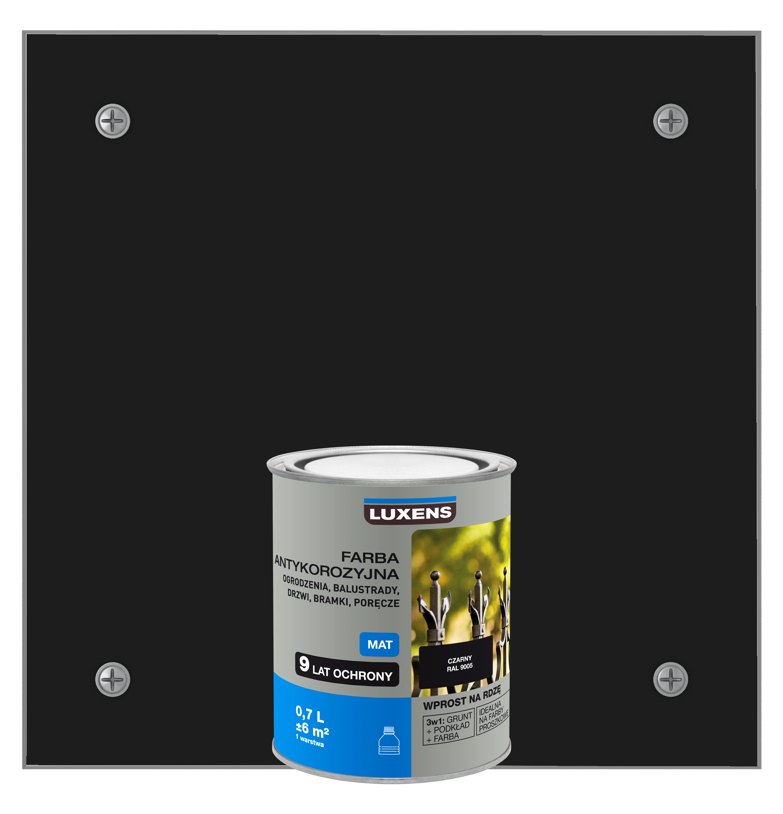 Farba antykorozyjna 0.7 l Czarny Mat LUXENS