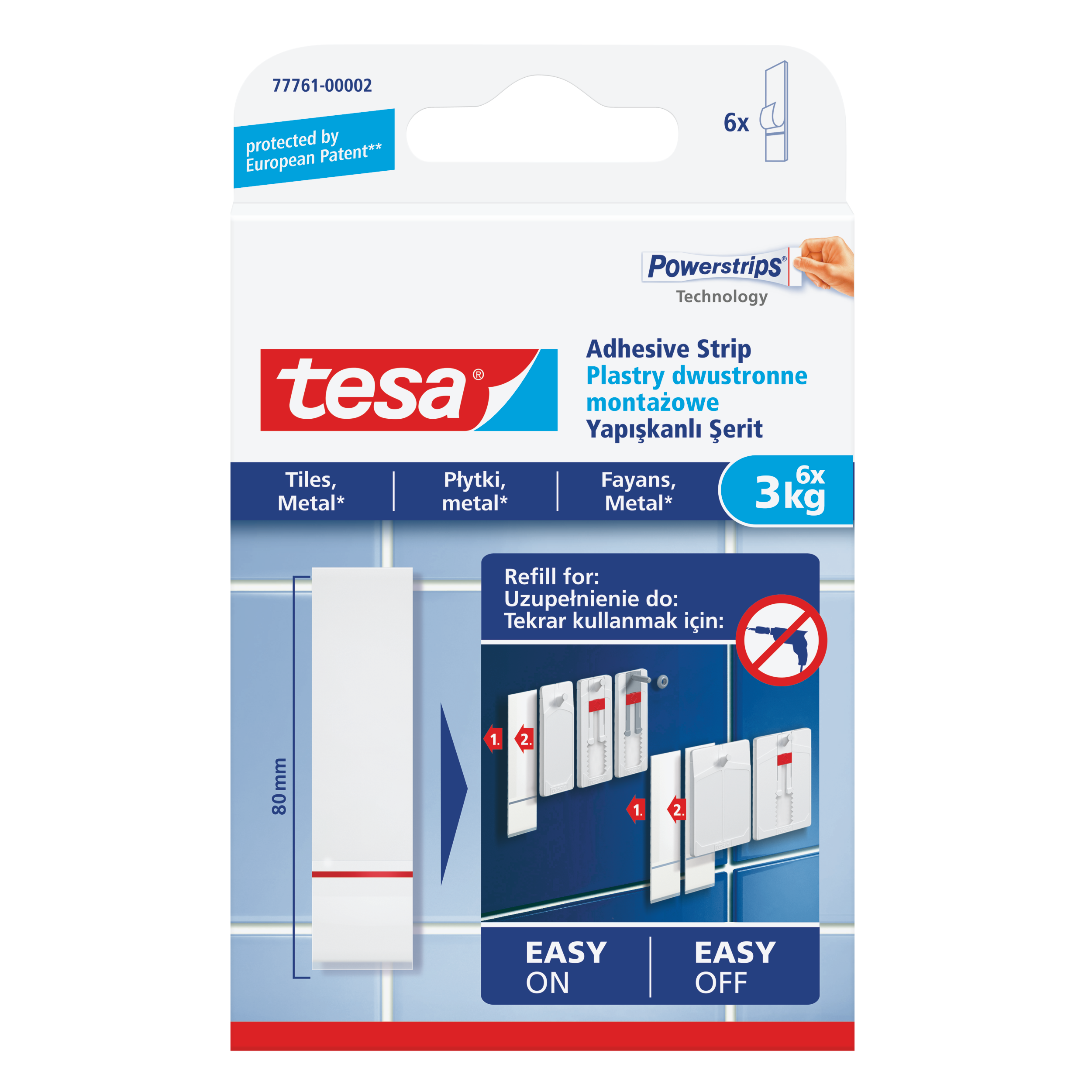 Plastry montażowe dwustronne Powerstrips 3 kg 6 szt. Tesa
