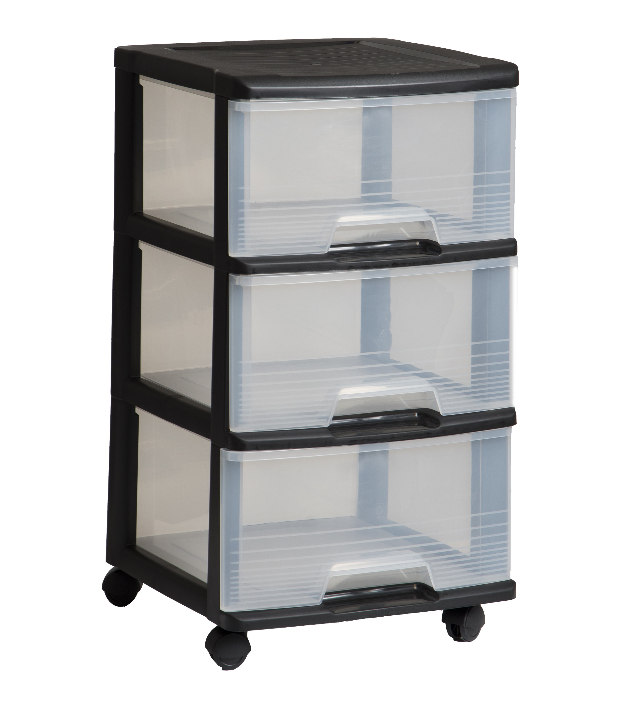 Regał do przechowywania na kółkach 3 szuflady 20L 37x61x39 cm transparentny/czarny CURVER