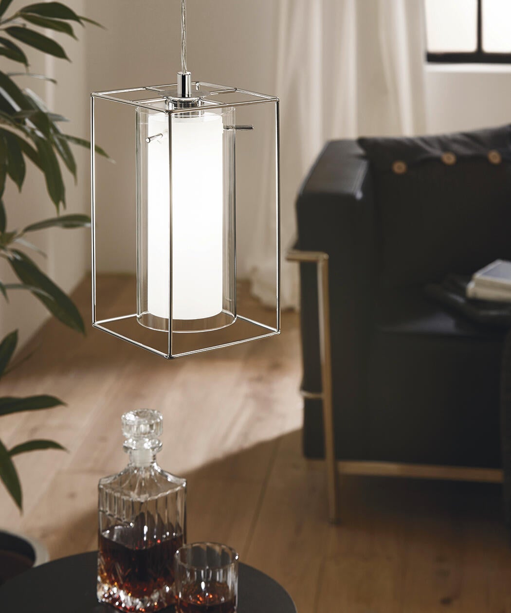 Lámpara de techo colgante de cristal blanca 1 luz e27 loncino 15 cm de ancho