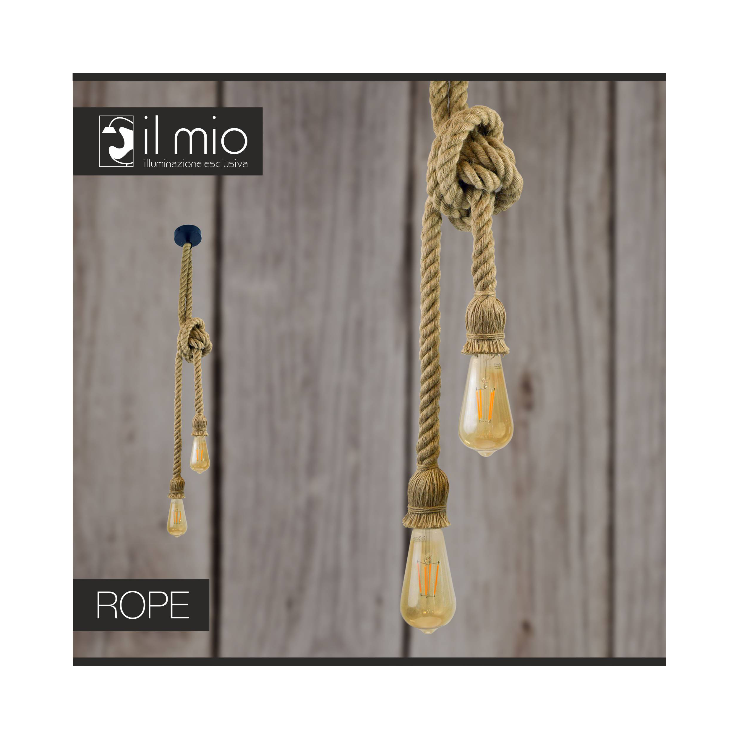 Lampa wisząca Rope brązowa E27 Il Mio - 3