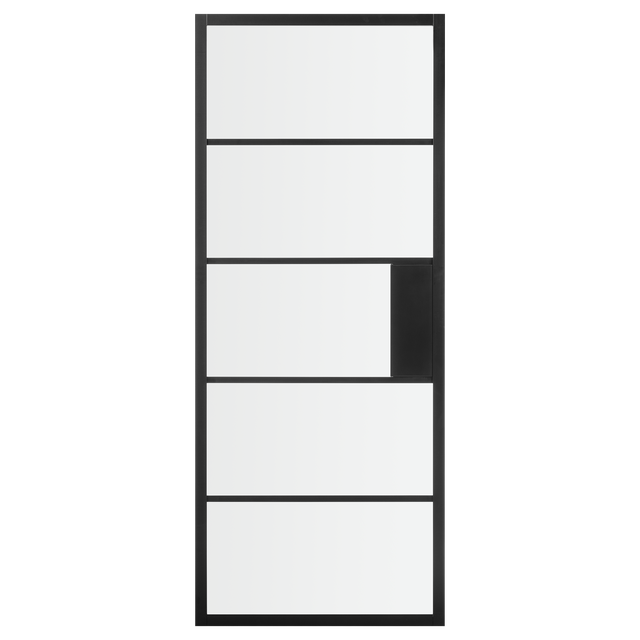 Puerta de interior corredera con cristal transparente lacada Artens Chloe negro anchura 83cm